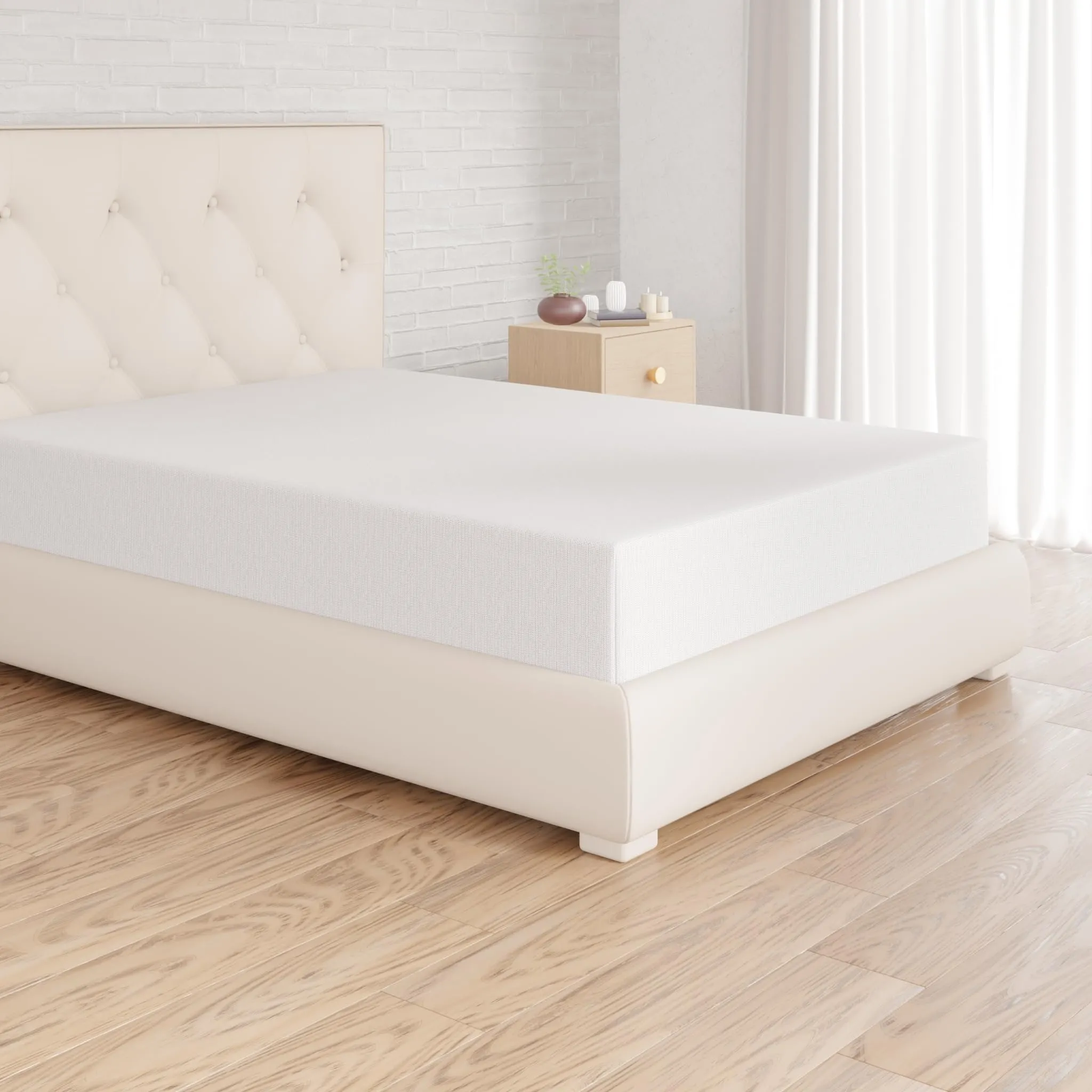 Amazon Basics Lenzuolo con angoli Piazze Francese, 140 x 200 cm, in 100% cotone jersey con altezza da 30cm, Bianco