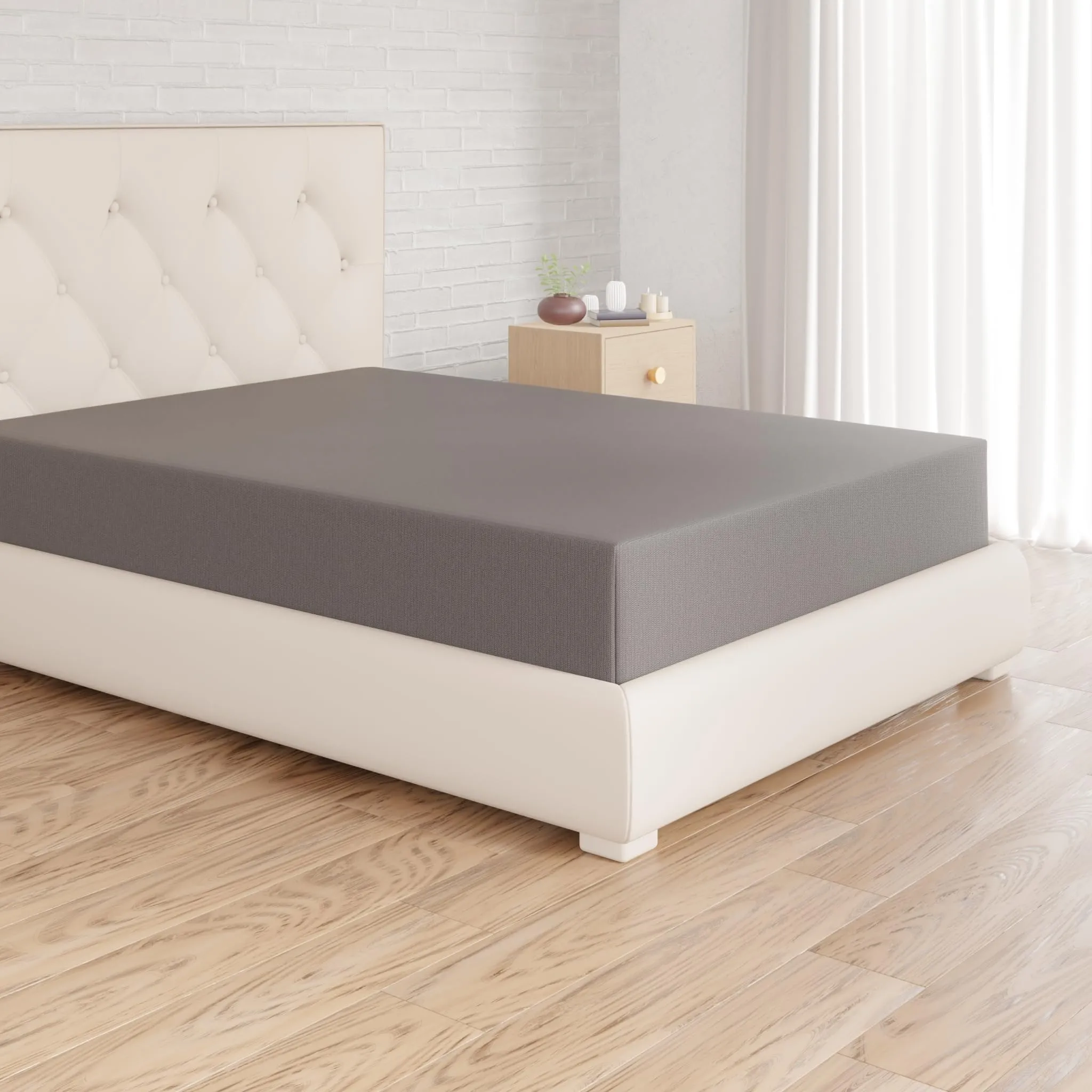 Amazon Basics Lenzuolo con angoli Singolo, 90 x 200 cm, in 100% cotone jersey con altezza da 30cm, Grigio Scuro