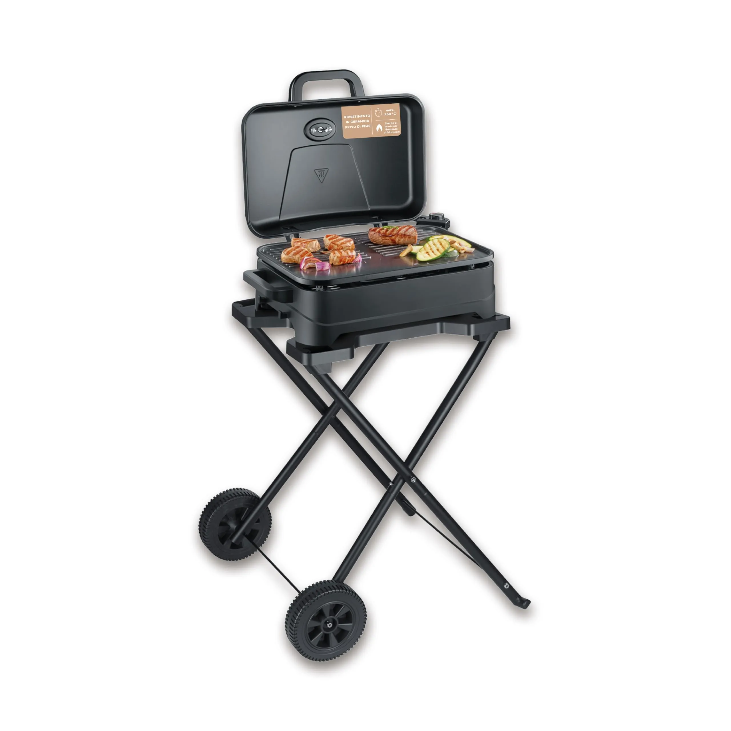 Severin Barbecue Elettrico per Esterni, con Supporto e Coperchio, 2300W