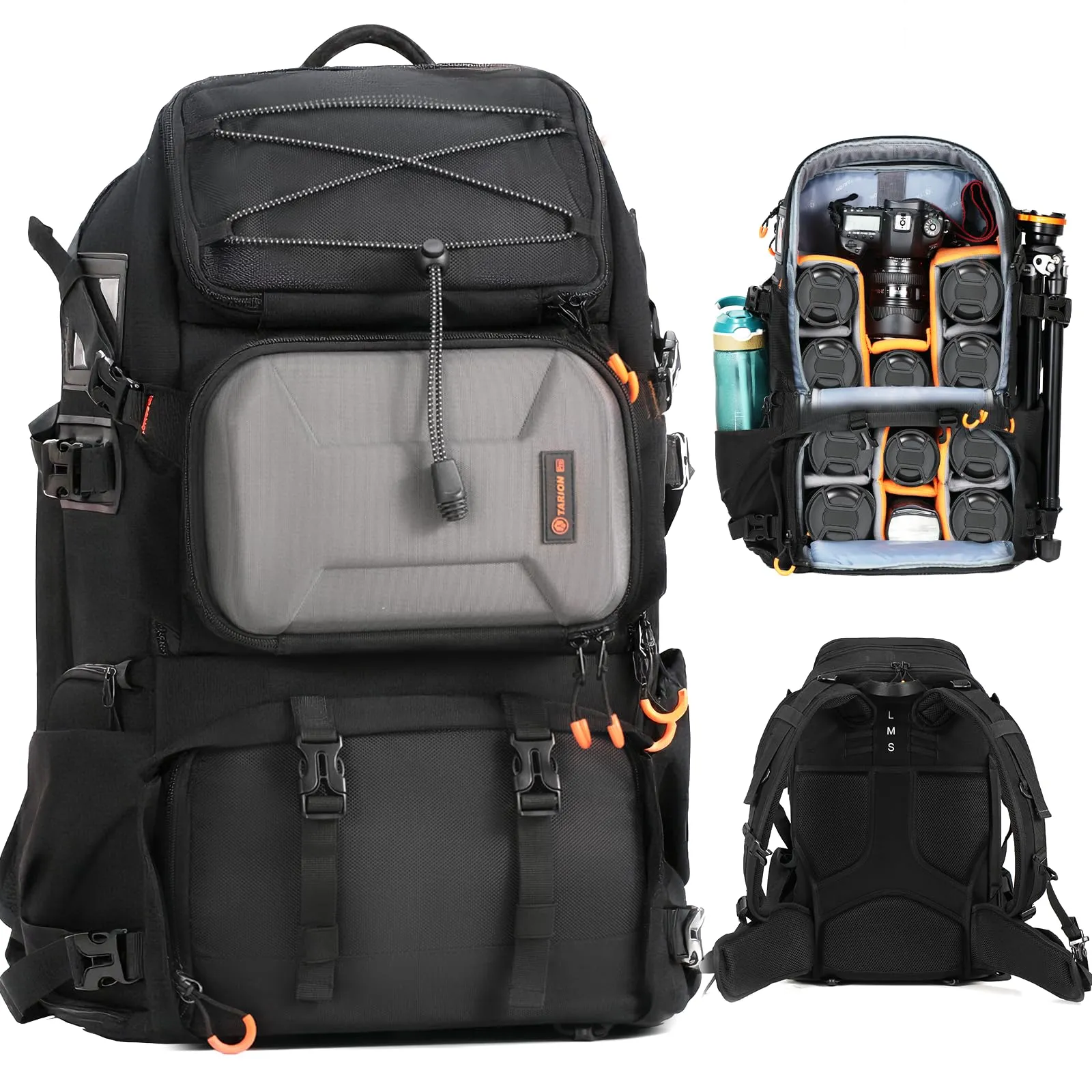 TARION Zaino Fotografico Grande per Fotocamera: Borsa Fotografica per Obiettivi Treppiede Laptop 17,3" Zaino Fotocamera Reflex Grande Capacità Viaggio Trekking Camping Pro PB02