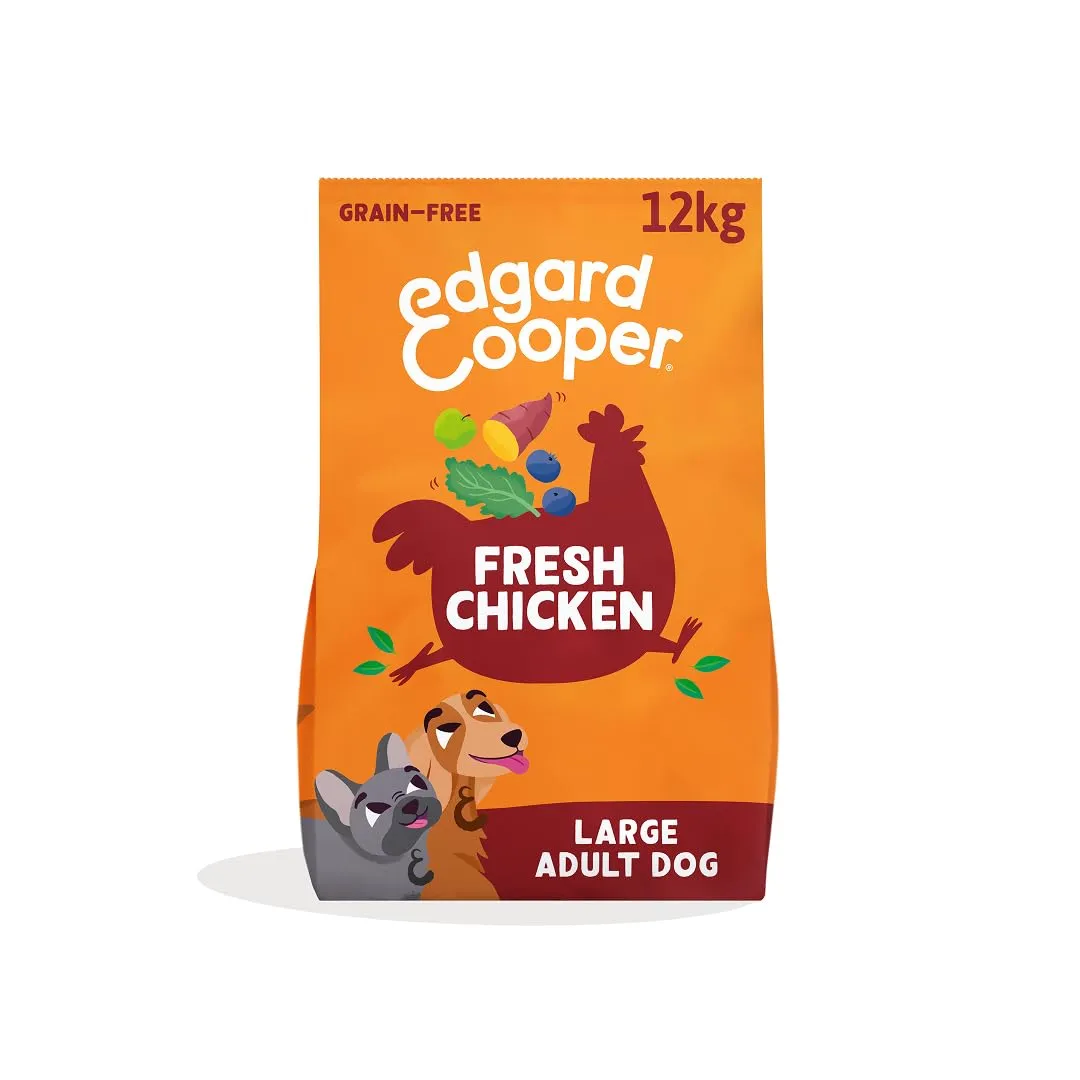 Edgard & Cooper Crochette Cani Adulti, Senza Cereali Per Cani Di Taglia Grande (12kg), Pollo Fresco, Con Ingredienti Naturali: Mela, Patata Dolce, Cavolo Riccio e Mirtillo, Senza Farine Di Carne