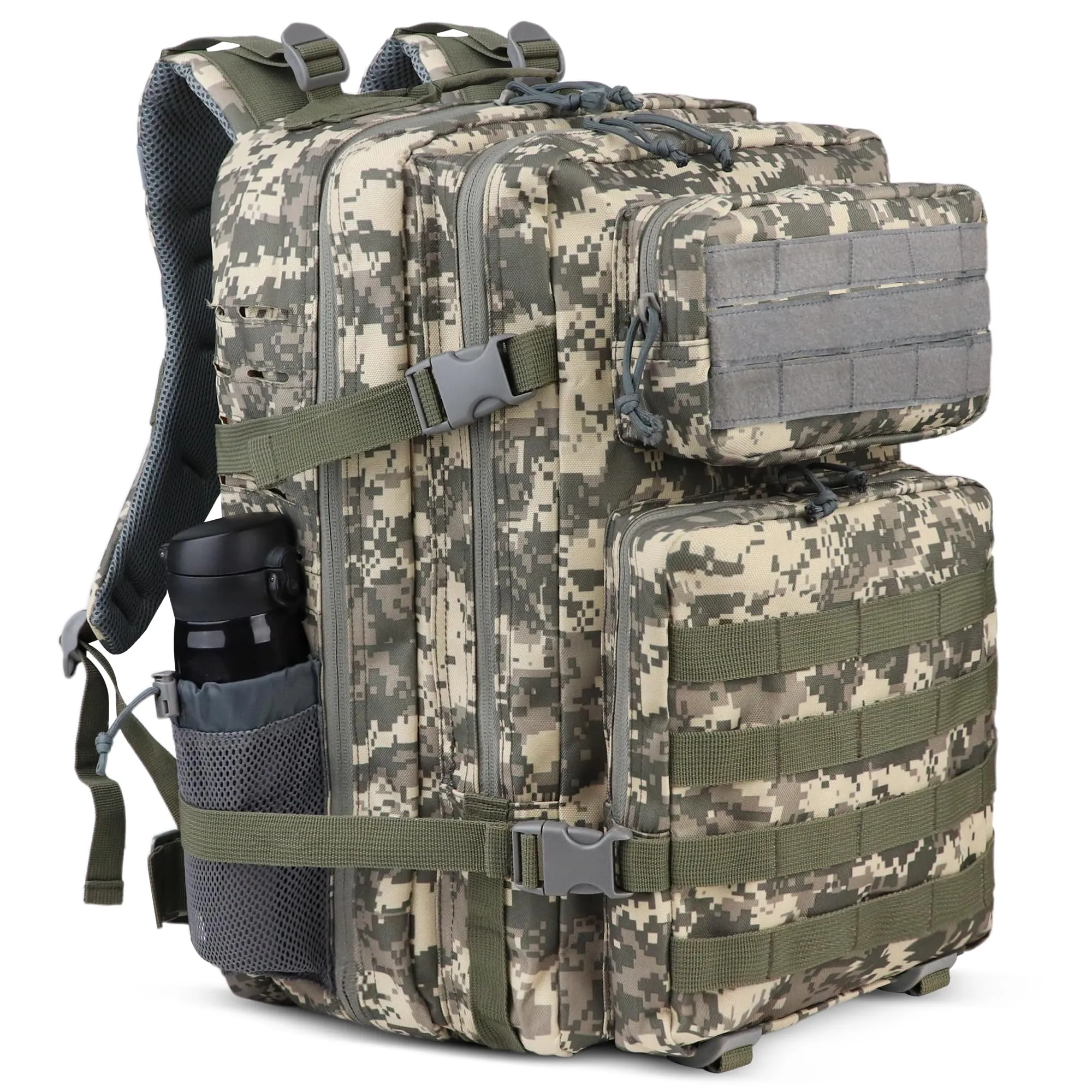Zavothy, Zaino tattico militare da 45 l, per uomo e donna, grande zaino per 3 giorni con sistema MOLLE, Mimetico, 45 l, 45L, tattico