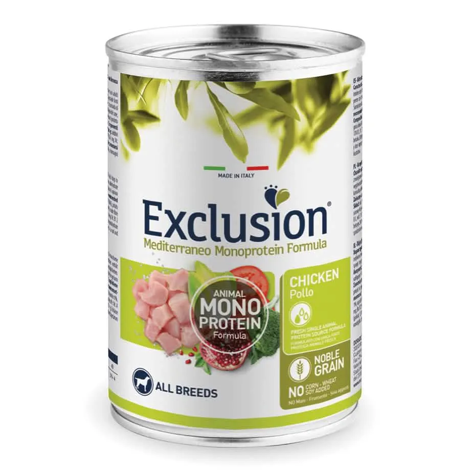 Exclusion mediterraneo monoprotein noble grain adult chicken all breeds 400g