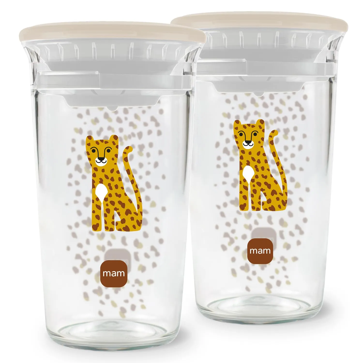 MAM Easy to Drink Cup 360°, Bicchiere antigoccia bambini 8+,Set da 2, Beige