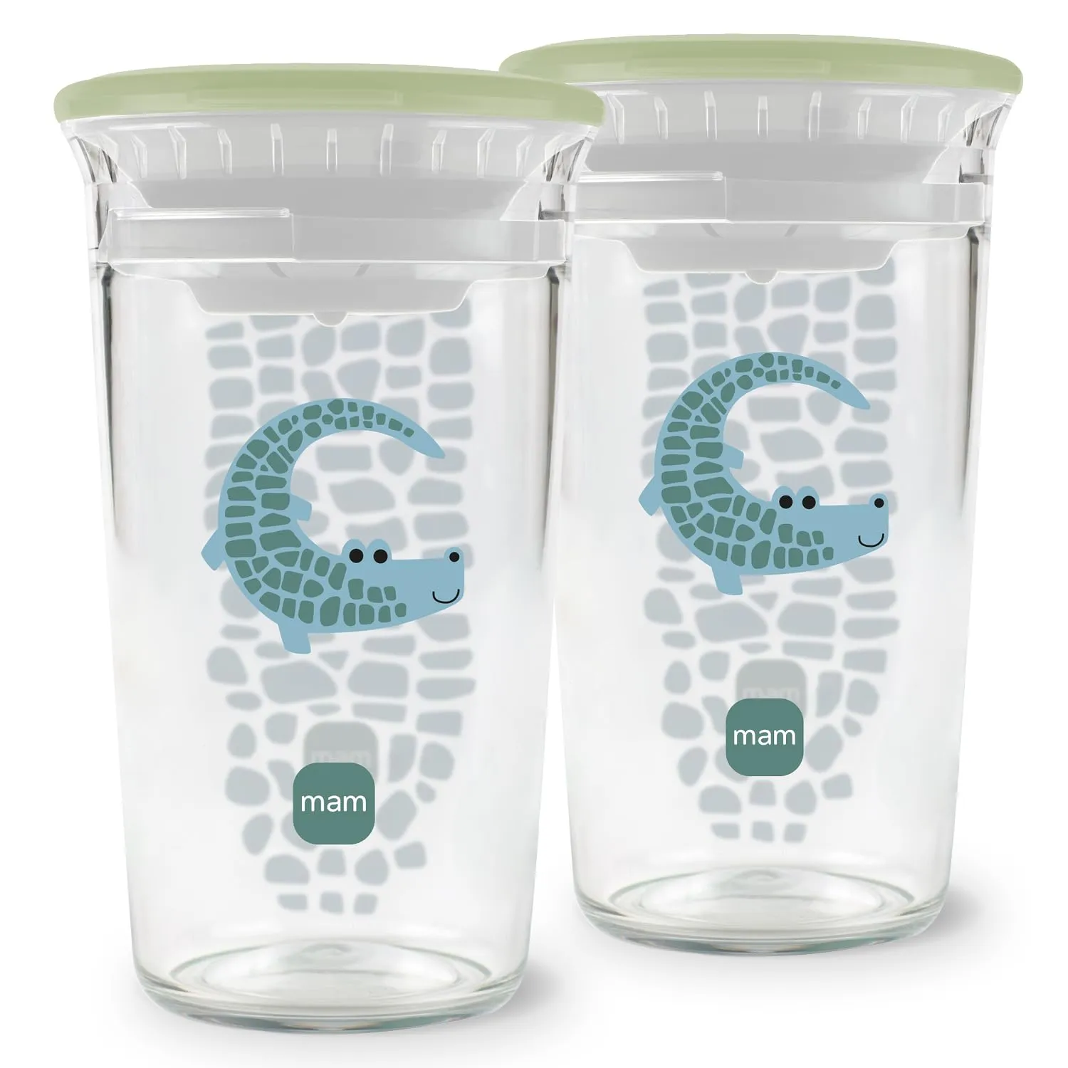 MAM Easy to Drink Cup 360°, Bicchiere antigoccia bambini 8+,Set da 2, Verde