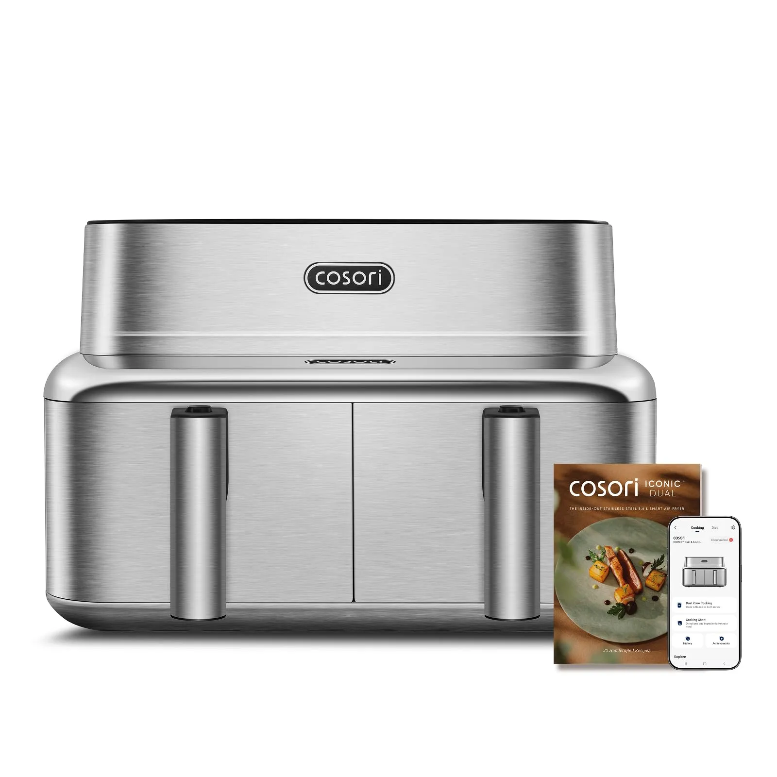 Cosori Iconic Dual Friggitrice ad Aria 8,6 Litri, Acciaio Inossidabile