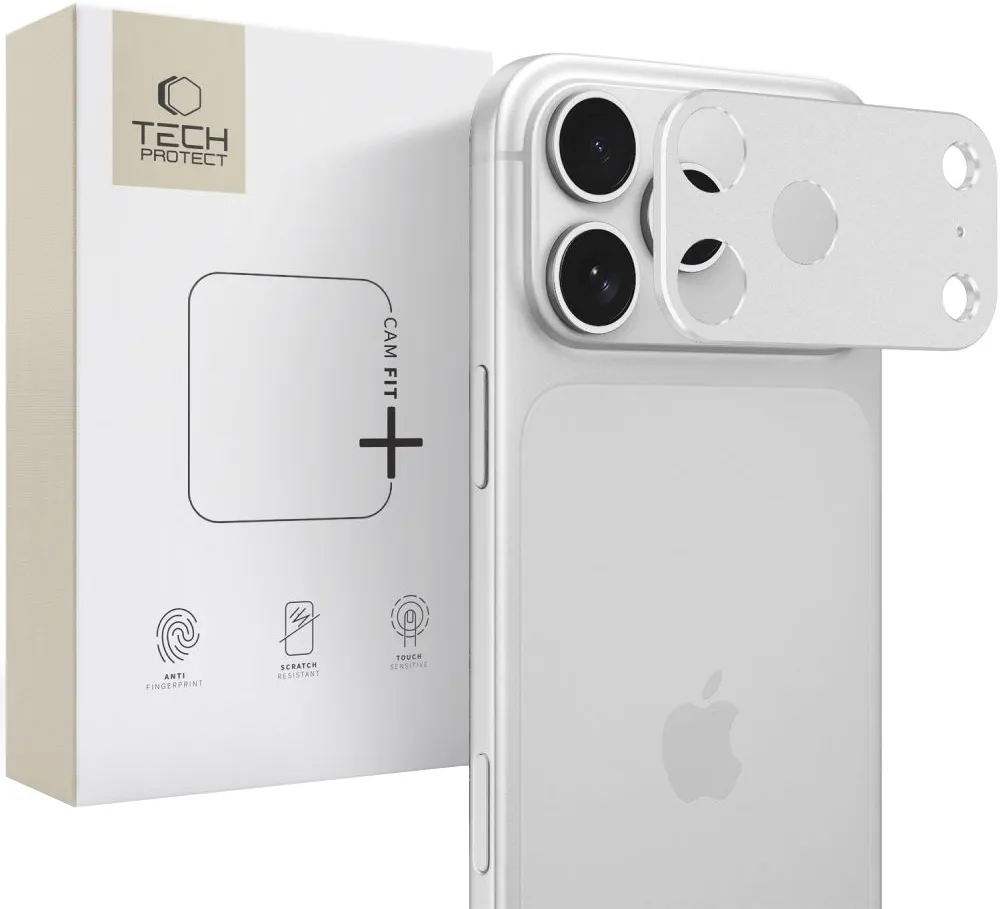 Cornice protettiva per fotocamera posteriore Tech-Protect Camalloy Fit+ per Apple iPhone 18 Pro Max, alluminio, argento