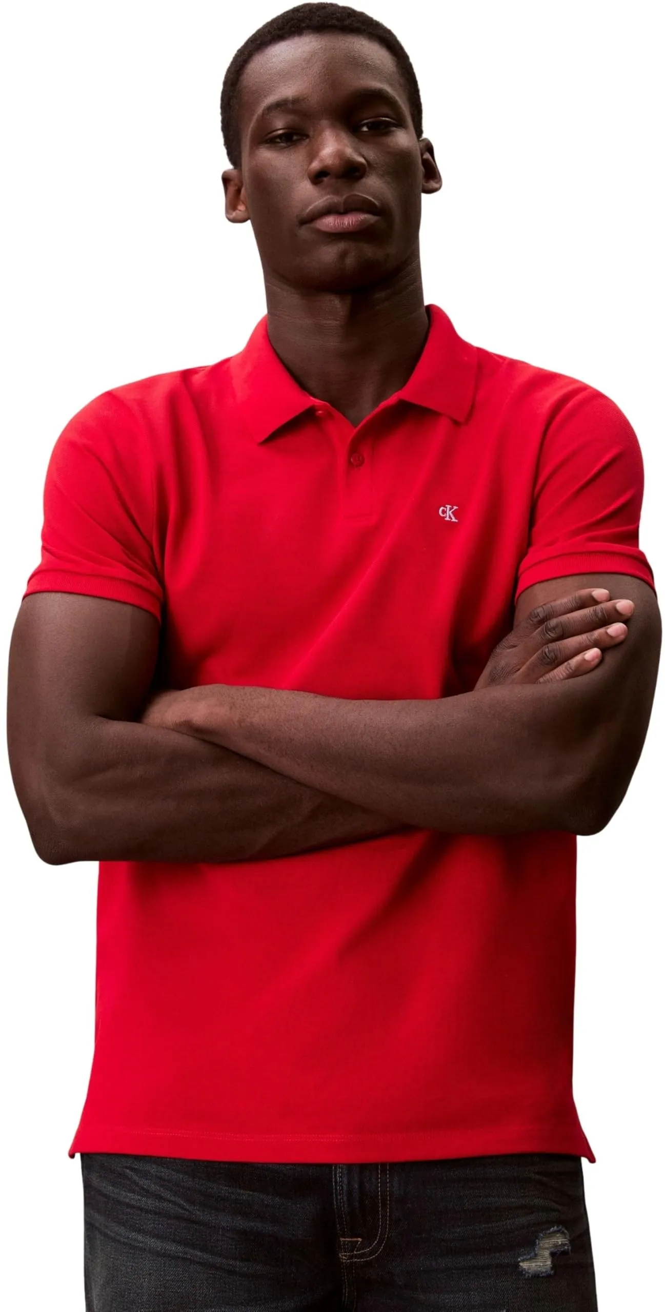 Calvin Klein Uomo Maglietta Polo Maniche Corte Monogram Pique in Cotone, Blu (Adrenaline Rush), 2XL