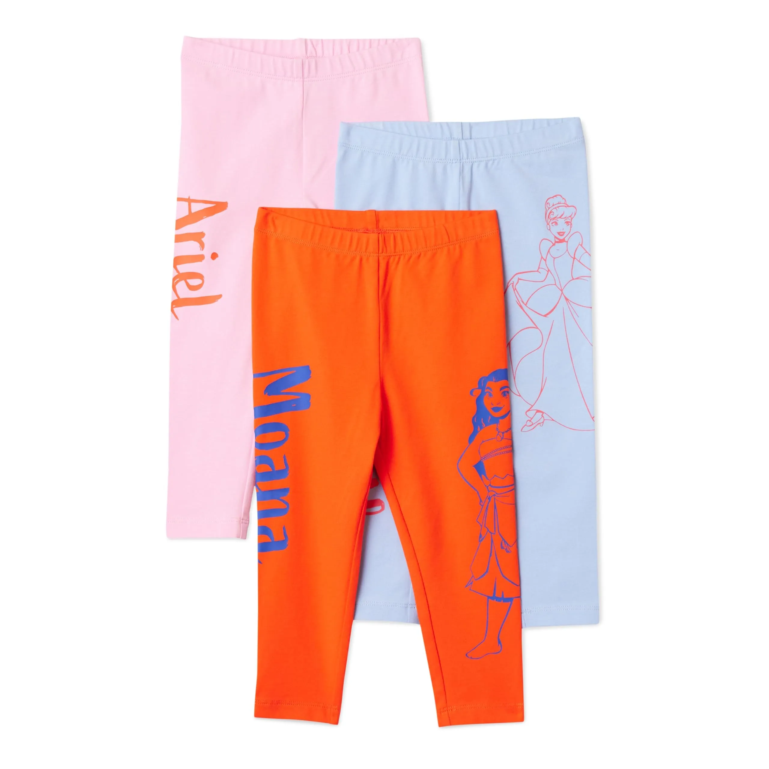 Amazon Essentials Disney - Confezione da 3 Leggings da Bambina, Motivo Principessa Amica, 2 anni