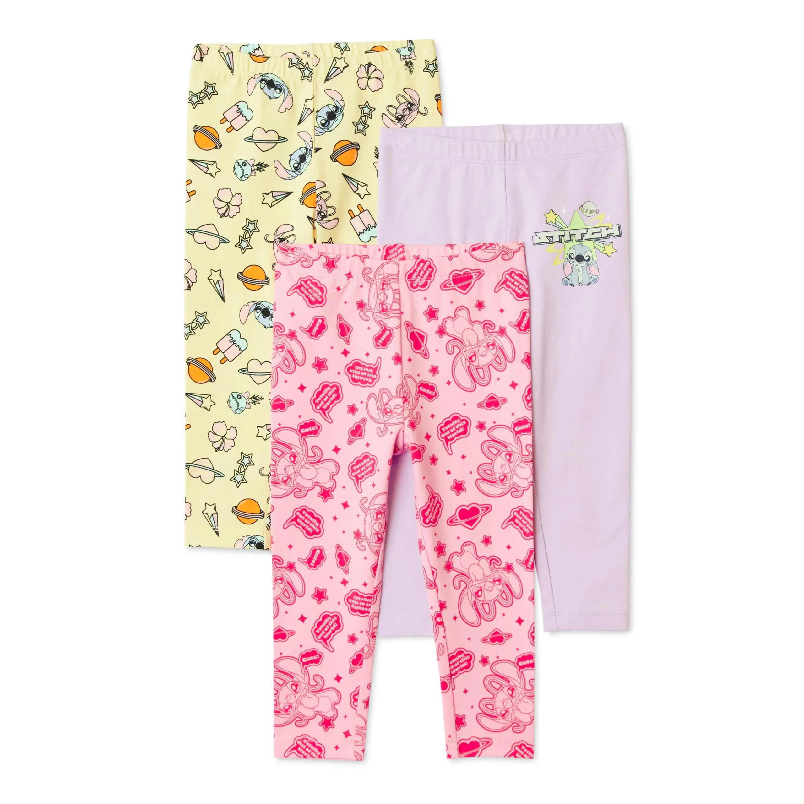 Amazon Essentials Disney - Confezione da 3 Leggings da Bambina, Motivo Stitch And Angel, 9-10 anni