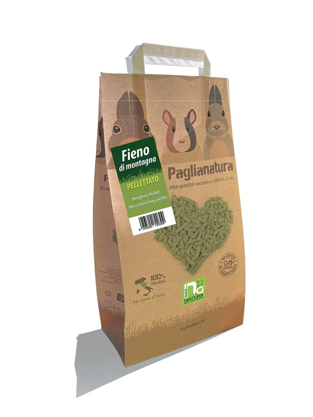 Paglianatura Fieno Pellet 3kg - Mangime Compatto per Conigli e Roditori, Ricco di Fibre e Sano per la Digestione