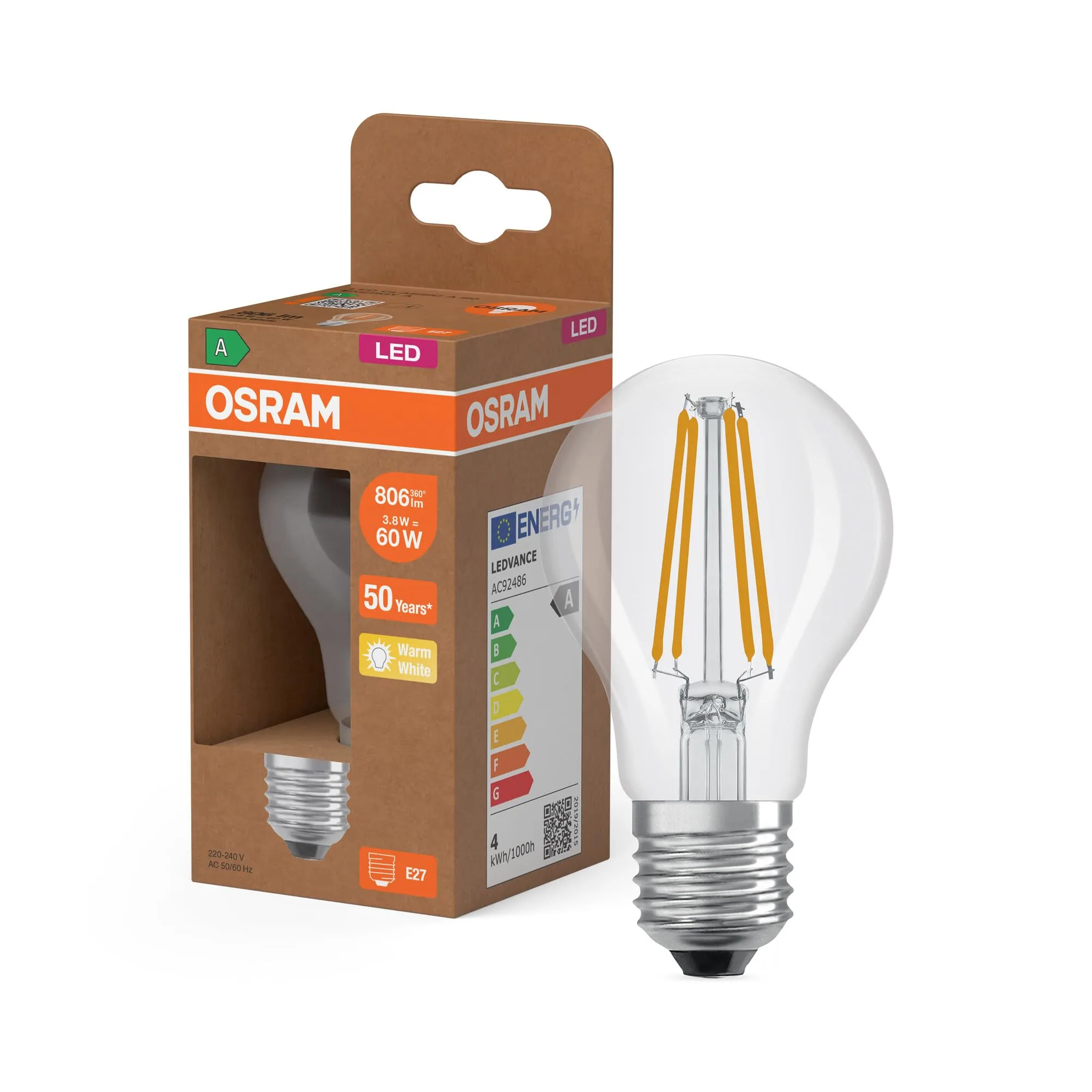 OSRAM LED CLASSIC A 60 Filament Classe di efficienza energetica A