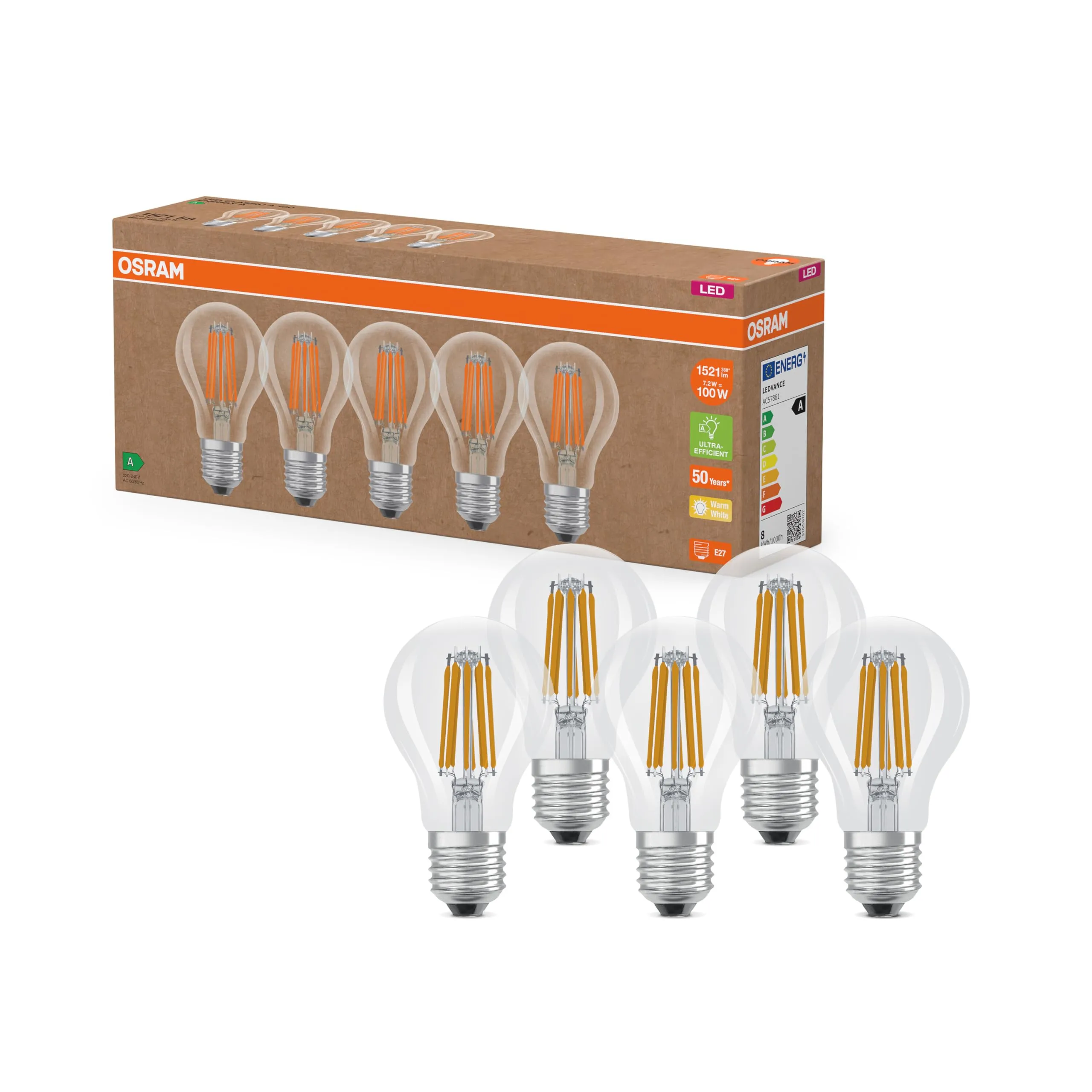 OSRAM Lampada LED Classic A 100 Filament classe di efficienza energetica A