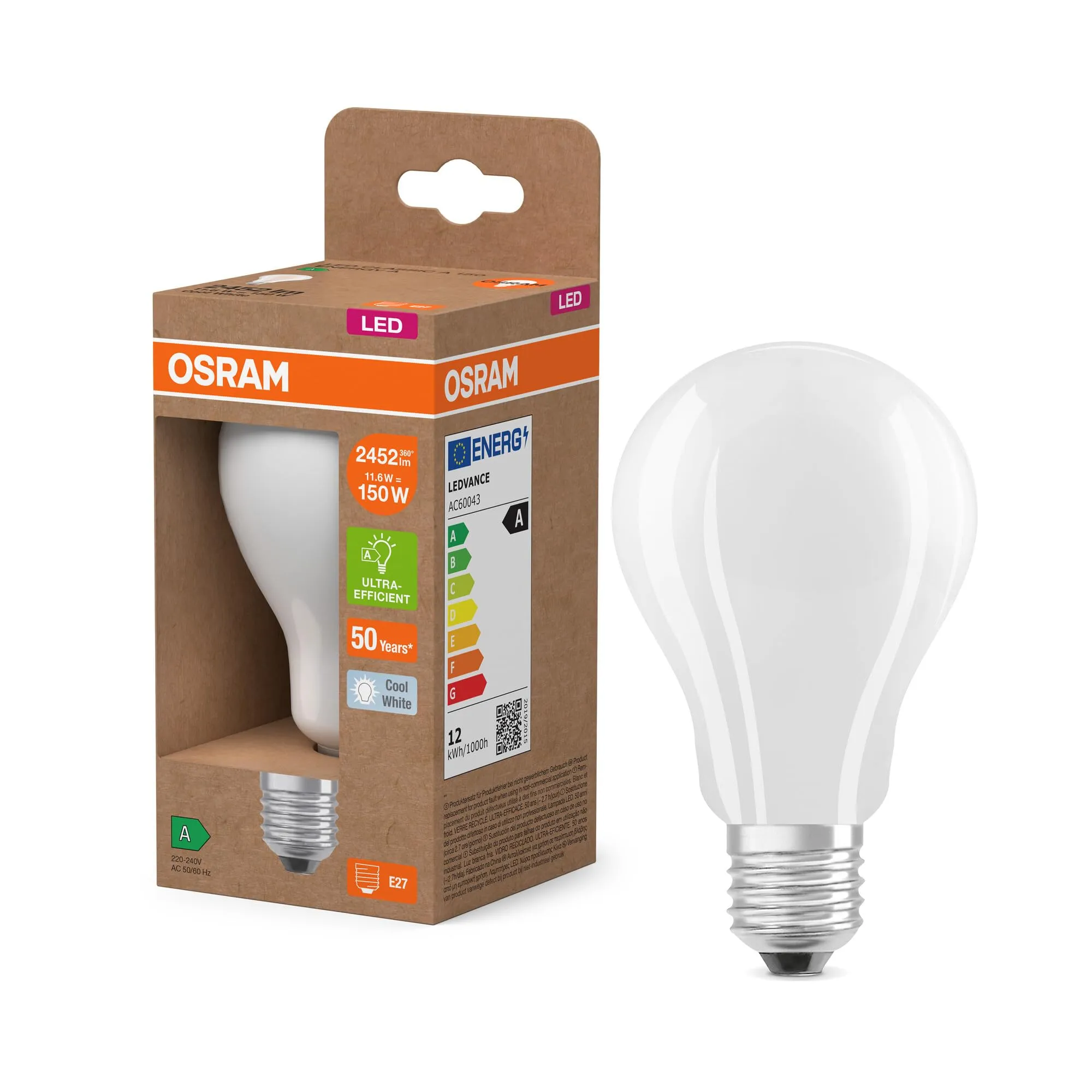OSRAM LED Classic A 150 Filament Classe di efficienza energetica A