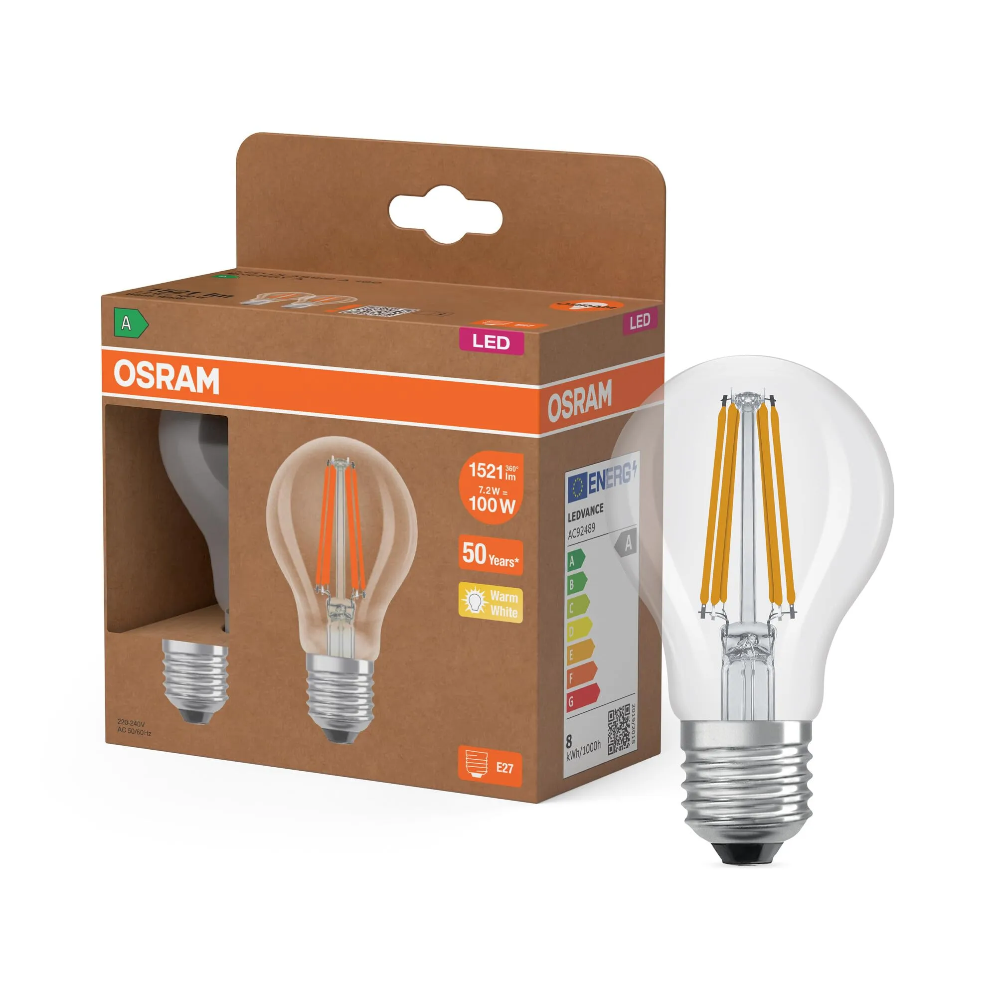 OSRAM LED CLASSIC A 100 Filament Classe di efficienza energetica A