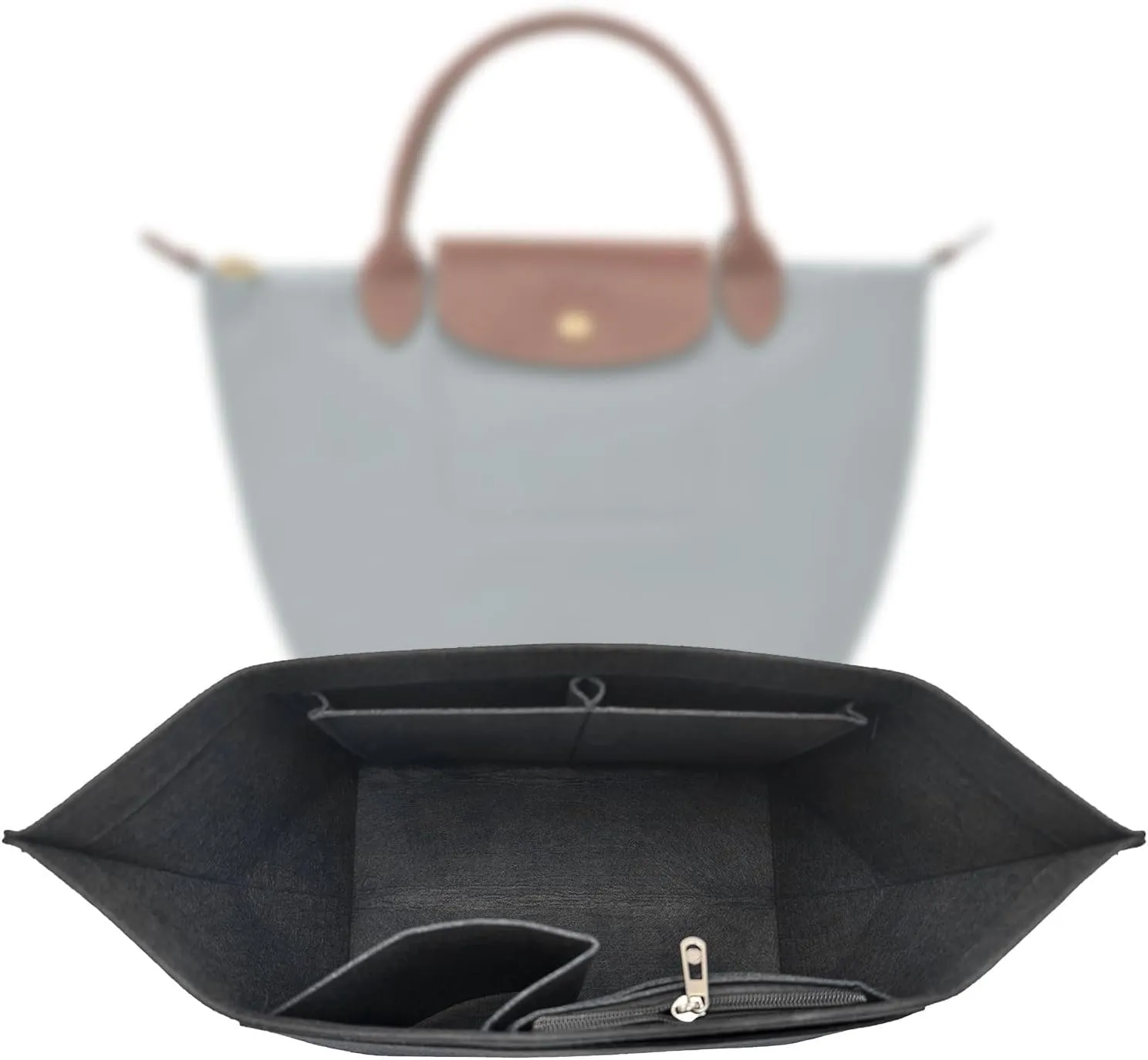 Sunshine smile Organizer per Longchamp Le Pliage S, Feltro Beige Organizer Borsa Donna,Lnserto Organizer per Borsa Longchamp,organizer multitasche in feltro,Organizzatore per Borsa Longchamp