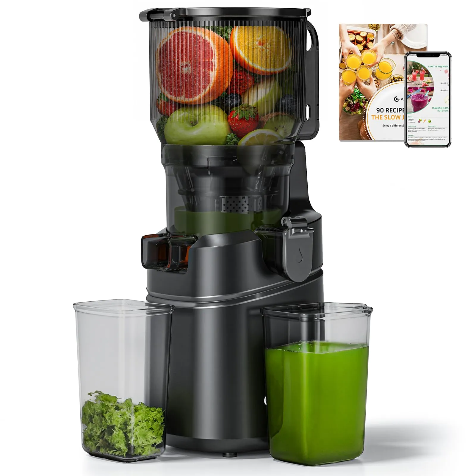 AMZCHEF Slow Juicer Automatico Estrattore di succo con apertura di