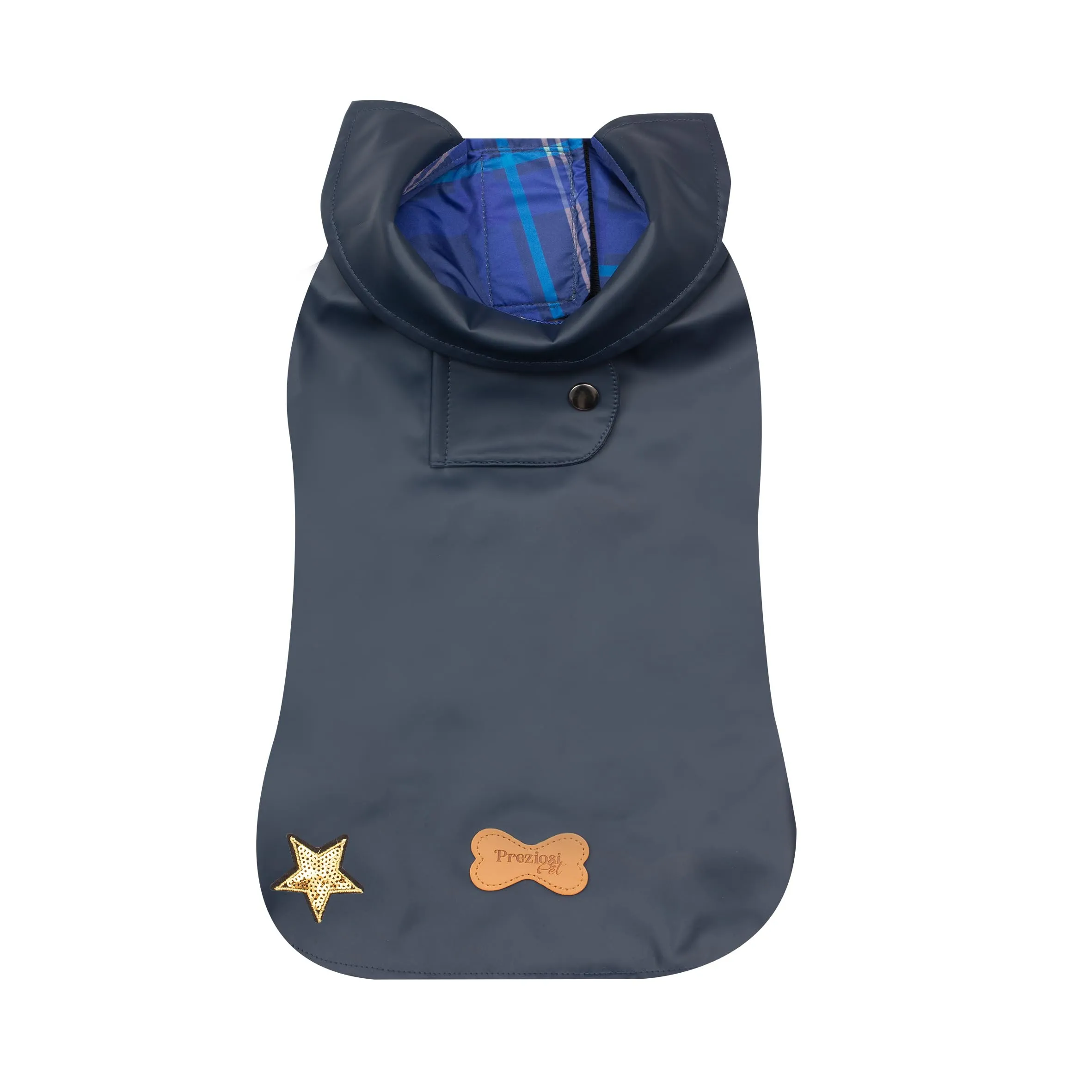 Preziosi Pet - Impermeabile Per Cane Colore Blu, Taglia Piccola Media 40 Cm, Chiusura Regolabile, Foro Per Guinzaglio. Abbigliamento Antipioggia, Antivento animali