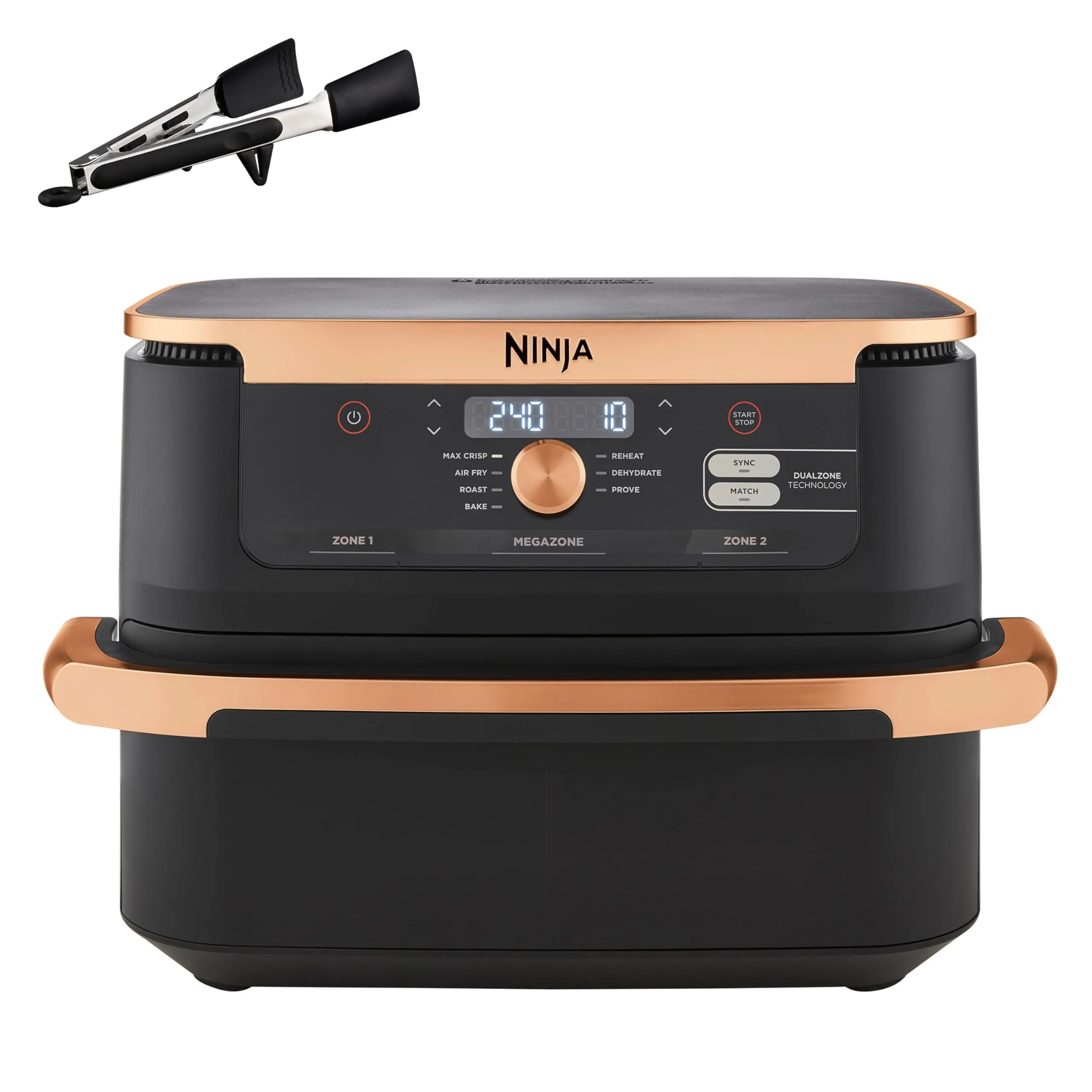 Ninja FlexDrawer, Friggitrice ad Aria XL, Doppia Zona, 10,4L, Nero/Rame