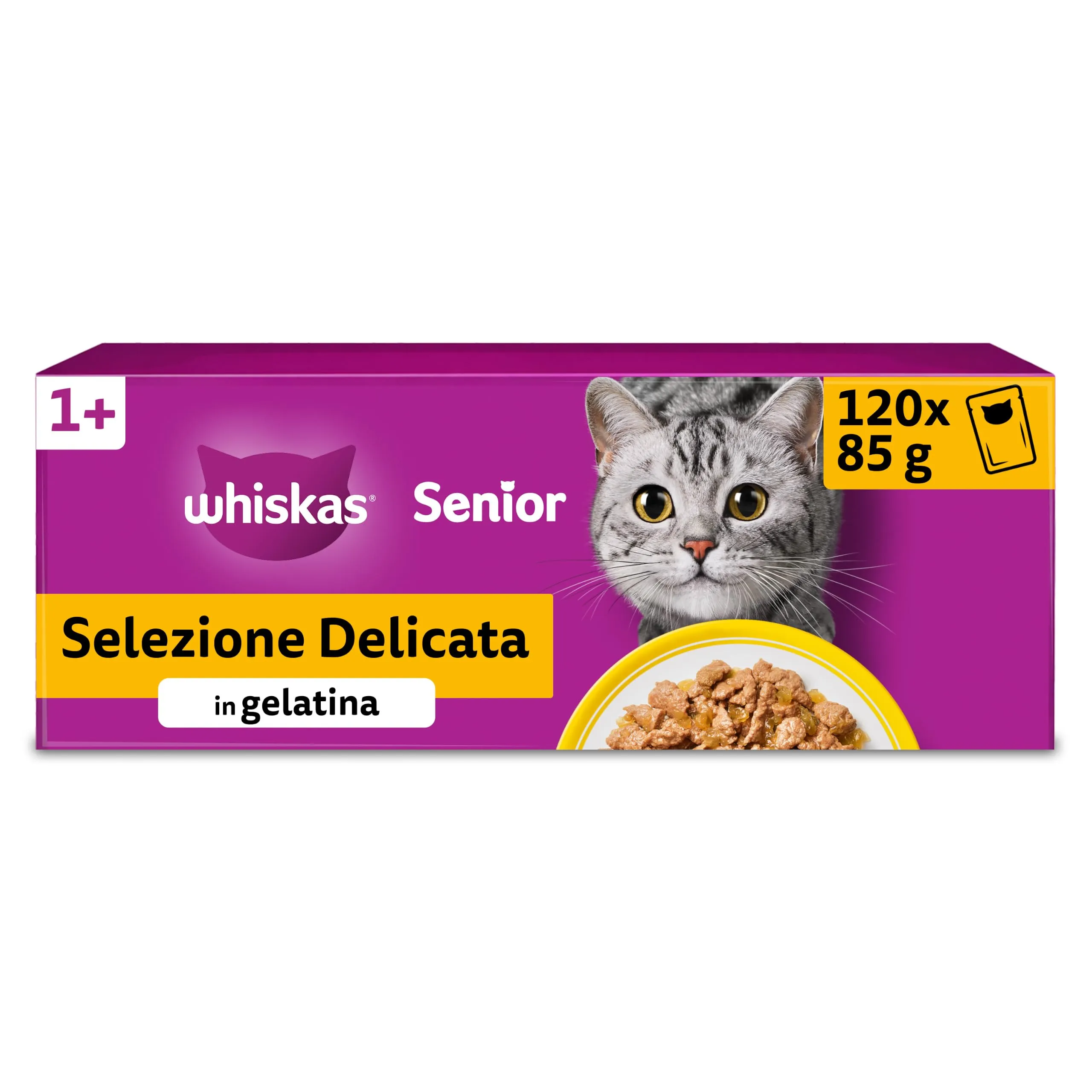 WHISKAS Cibo Umido in Gelatina per Gatti Adulti 120x85g Selezione Delicata