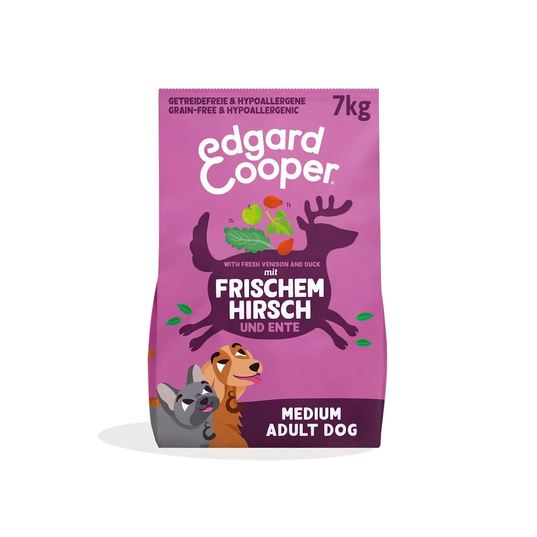 Edgard & Cooper Cibo secco per cani (cervo e anatra, 7 kg), senza cereali, ingredienti naturali e carne fresca, pieno di aminoacidi essenziali