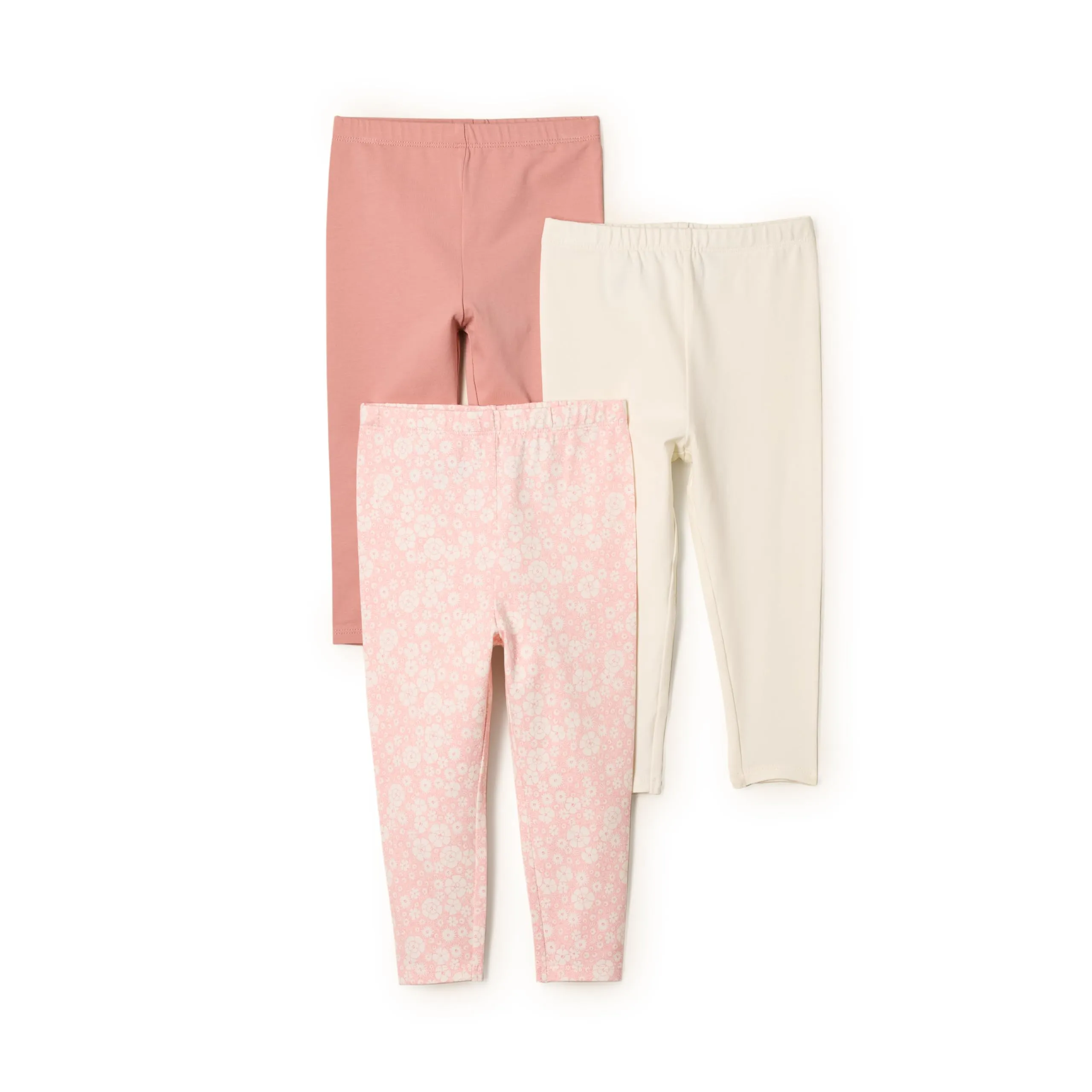 Amazon Essentials x Sofia Grainge Leggings alla Caviglia Traspiranti in Cotone Bimba 0-24, Confezione da 3, Avorio/Floreale/Terracotta, Prematuro