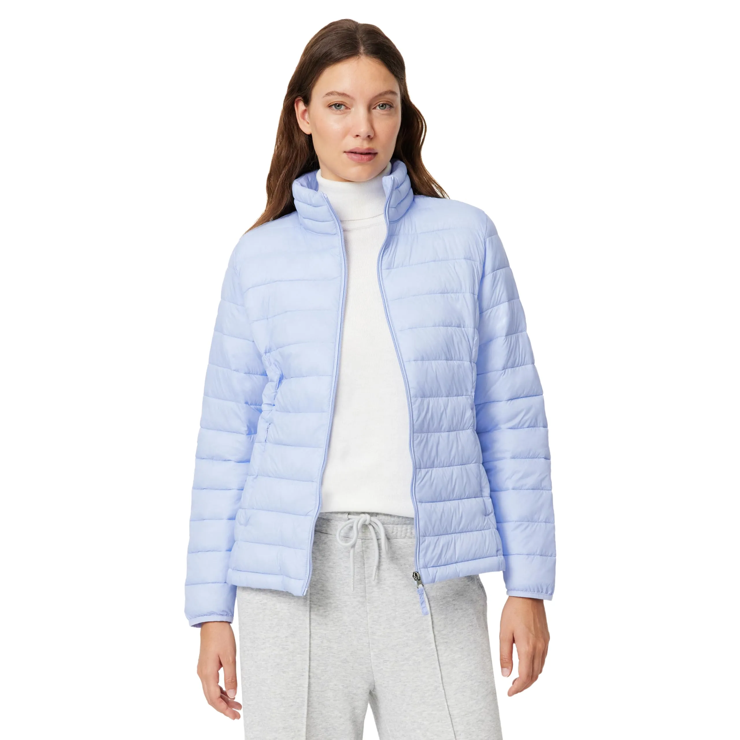 Amazon Essentials Piumino leggero a maniche lunghe resistente all'acqua ripiegabile (disponibile in taglie forti) Donna, Blu Chiaro, XXL