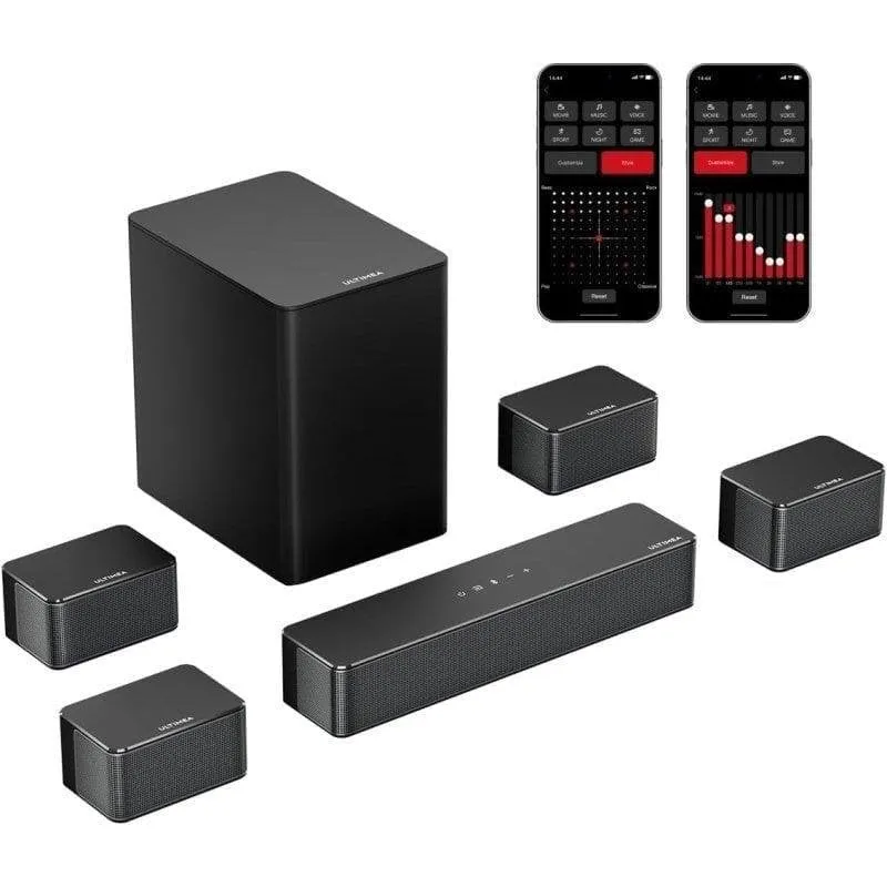 Barra di Suono Ultimea Poseidon D70 7.1 410W Bluetooth HDMI ARC Bassi Profondi Nera