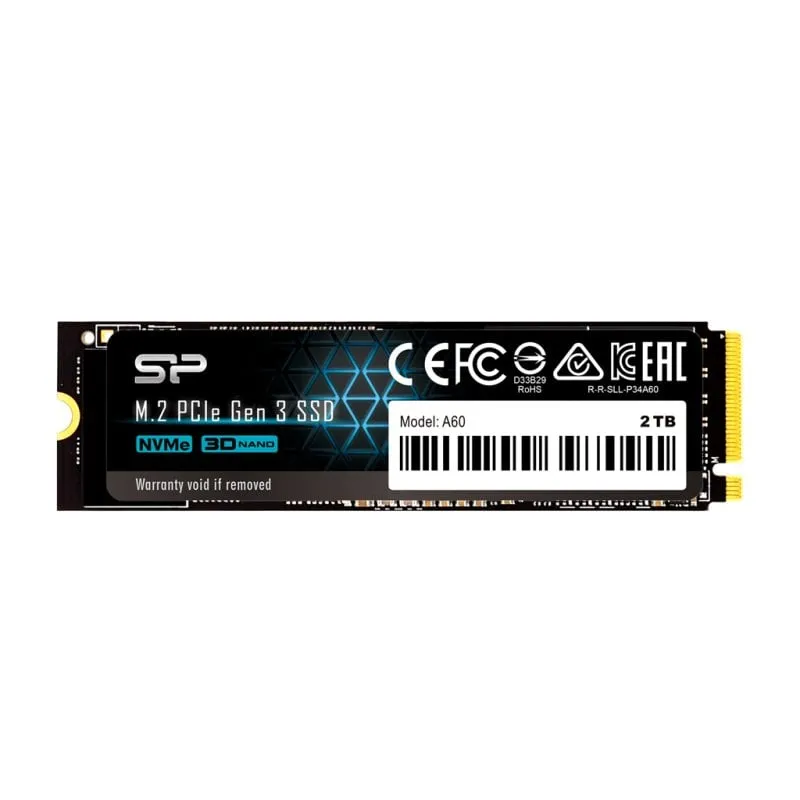 SSD Silicon Power P34A60 da 1 TB PCIe Gen3x4 2200 MB/s M.2 + ECC e cache SLC