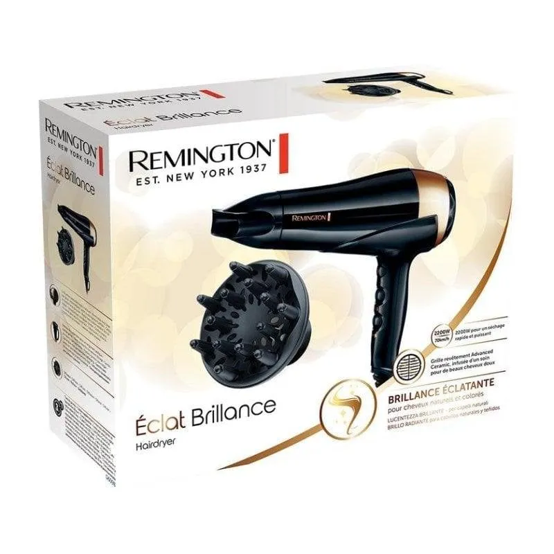Phon Ionico Professionale Remington D6098 2200W 3 Temperature 2 Velocità con Accessori Nero Bronzo