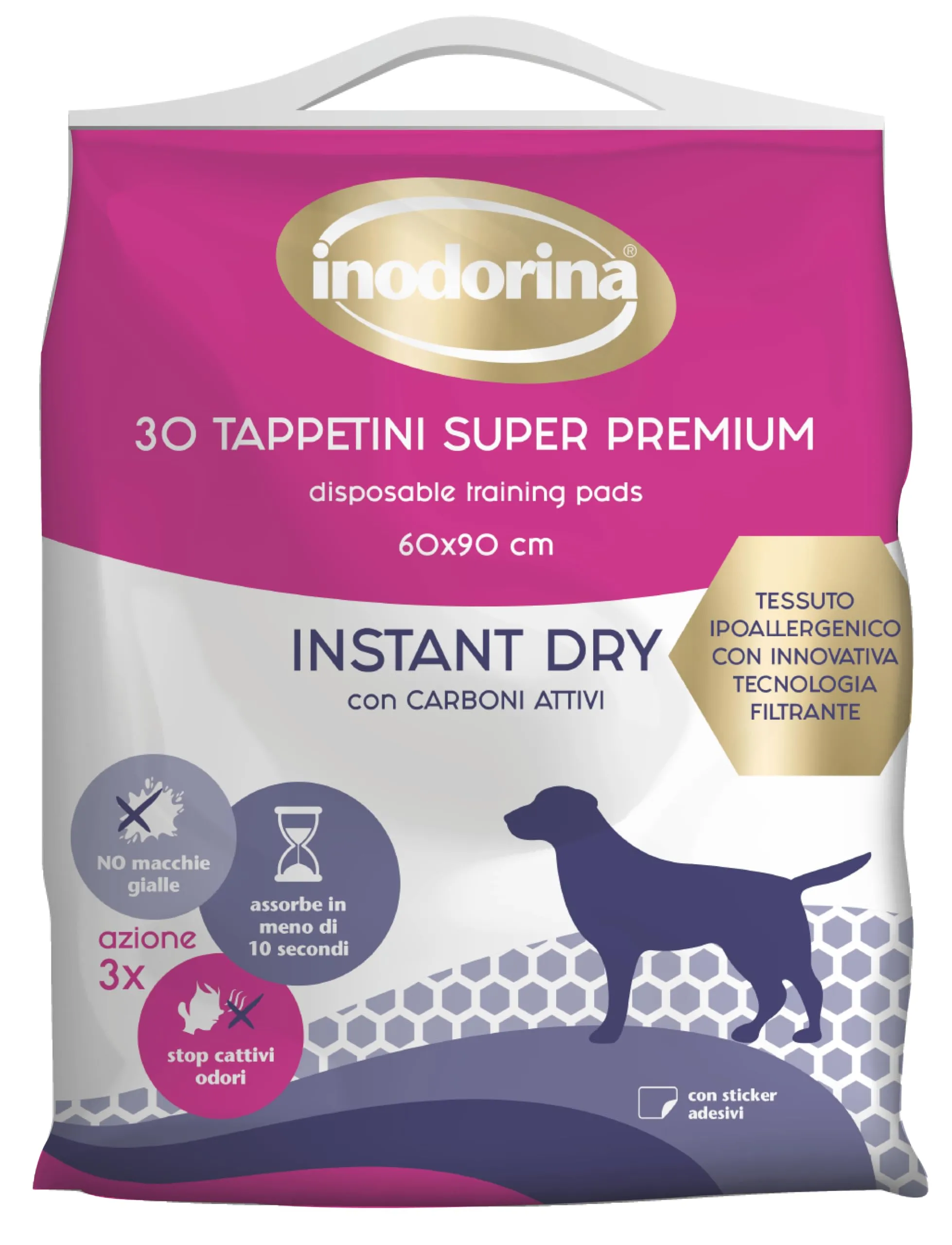 Inodorina, 30 Tappetini Igienici per Cani 60x90 cm, Instant Dry