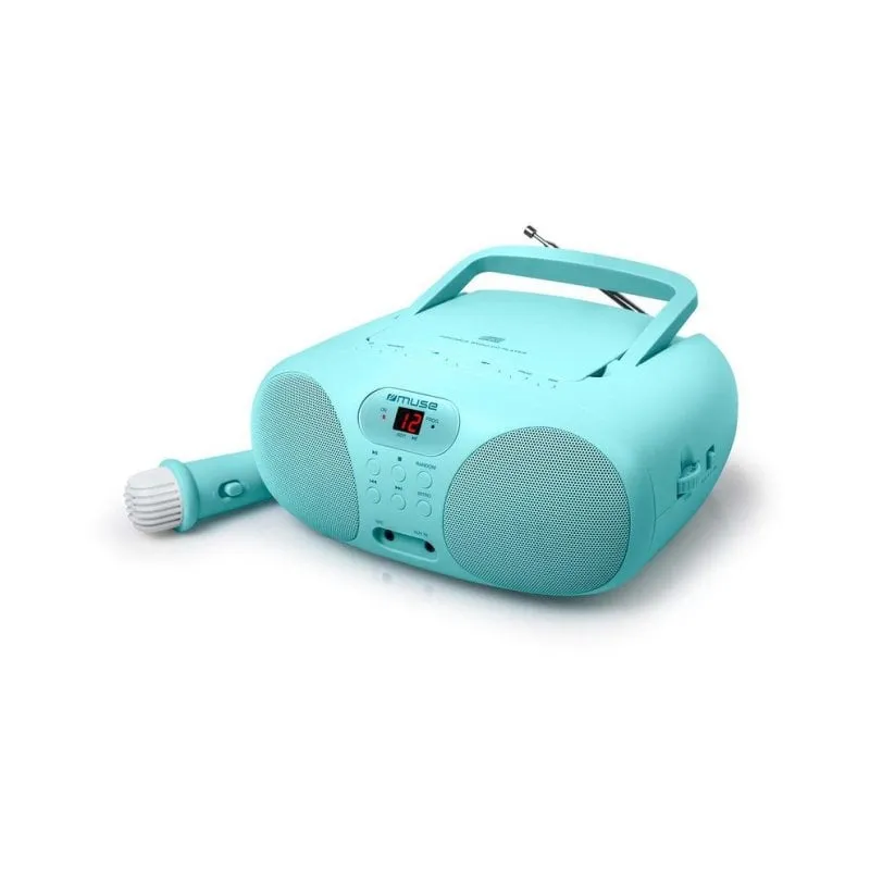 Radio CD MUSE MD-203 KB Blu con Microfono e Antenna Telescopica