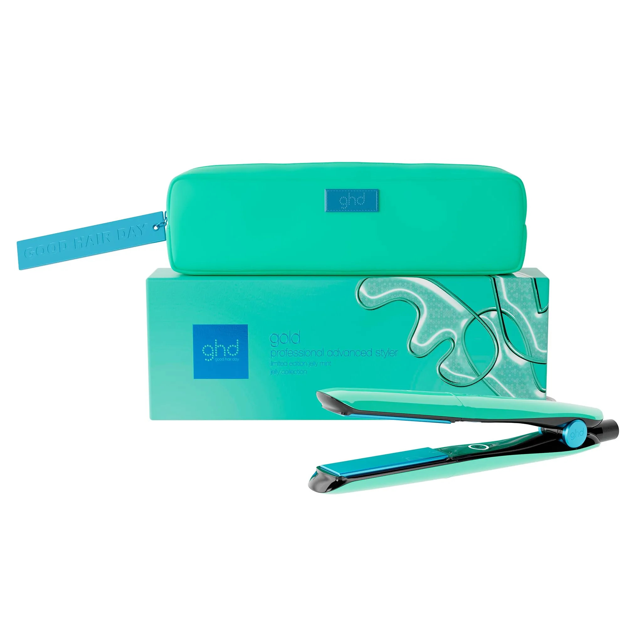 ghd Gold Edizione Limitata Piastra per Capelli in Jelly Mint - con Pochette Termoresistente Coordinata - Styling Professionale Avanzato - Per Tutti i Tipi di Capelli (Spina EU)