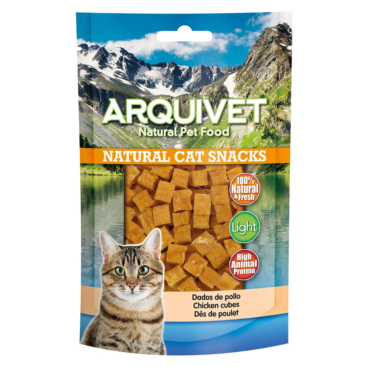 ARQUIVET Cubetti di pollo 50 gr per gatti - Snack 100% naturali per gatti - Prodotto a basso contenuto di grassi, leggero - Natural Cat Snacks