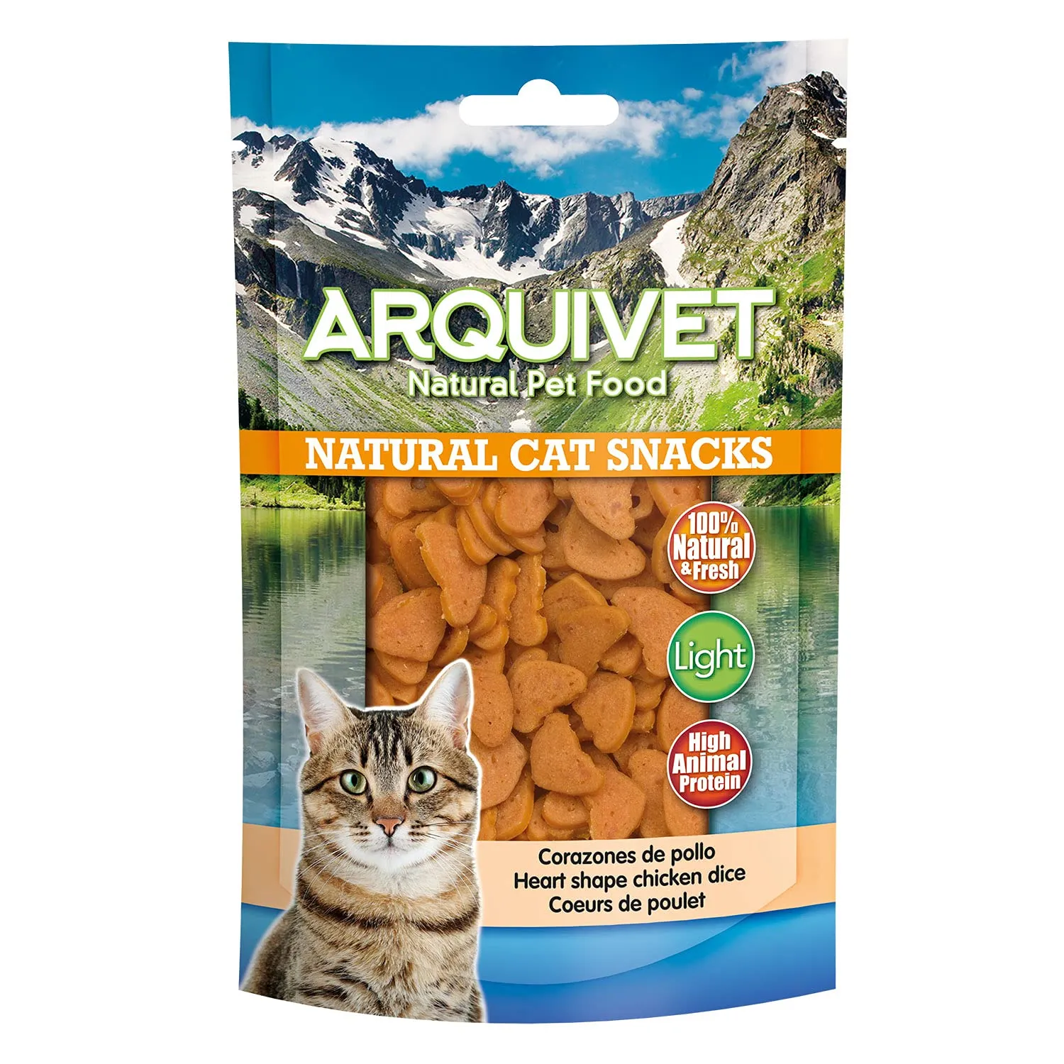 ARQUIVET Pack 24 unità - Cuori di pollo 50 gr - Snack 100% naturali per gatti - Prodotto a basso contenuto di grassi, leggero - Natural Cat Snacks