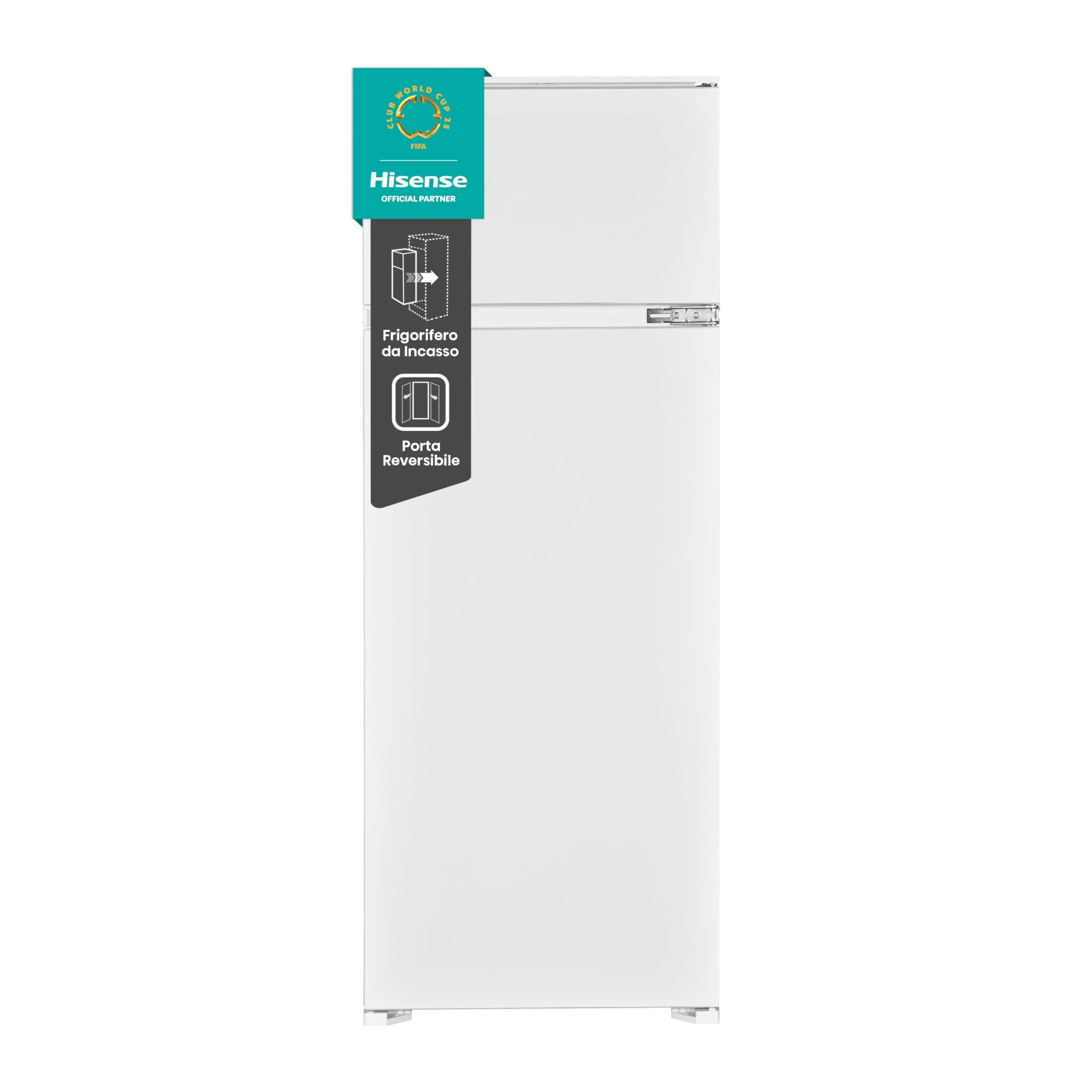 Hisense RI1P205NEWE Frigorifero Combinato Incasso 205 Litri, Statico, 1 cassetto, Porte reversibili, LED, Classe E, Bianco