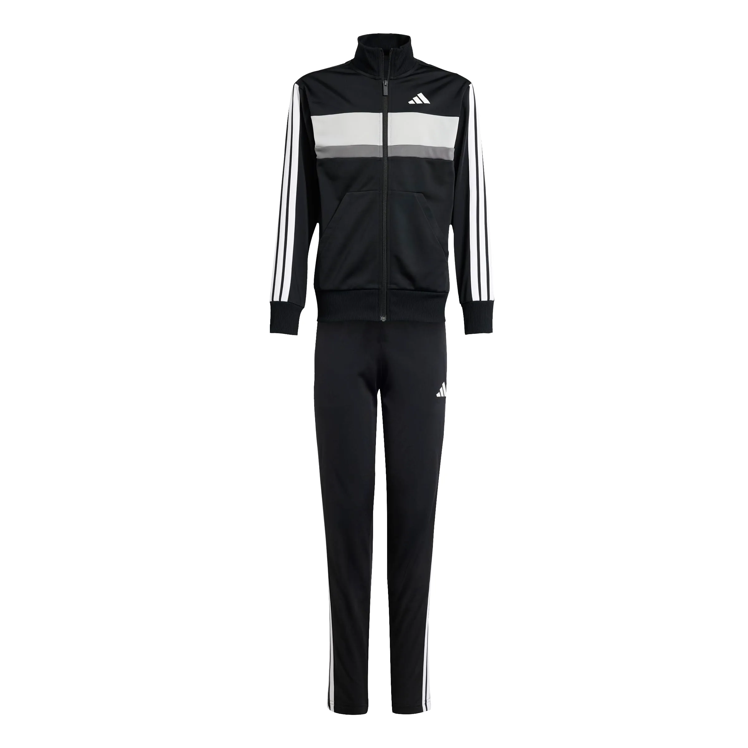 adidas Unisex - Bambini e ragazzi Seasonal Essentials Tiberio 3 Stripes Tricot Track Suit, Black/White/Pure Lemon, 15-16 Years