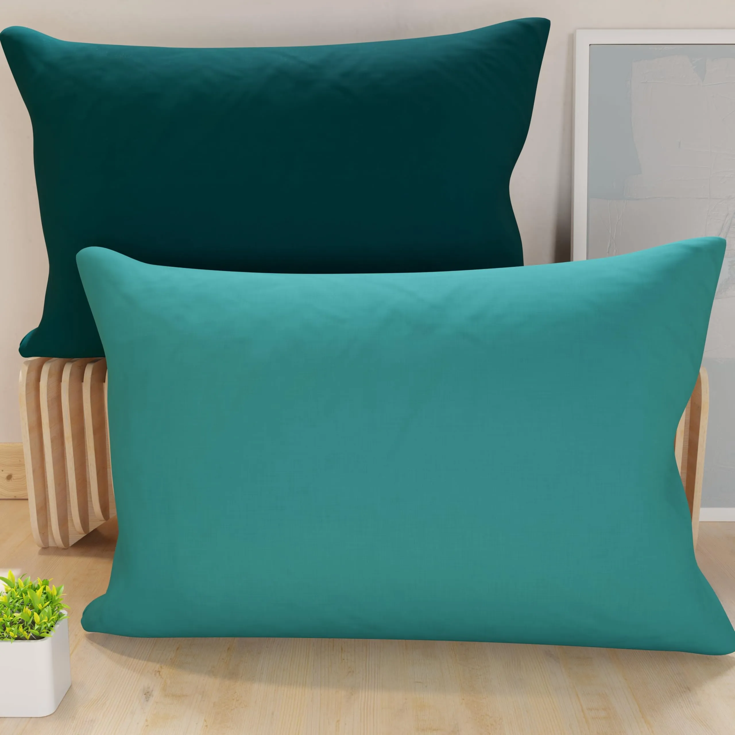 PETTI Artigiani Italiani - Coppia di Federe Cuscino 70x40 cm in Microfibra, Cuscini Arredo Camera da Letto, Divano, Set 2 Fodere Copricuscino, Federa Double Face Tiffany Ottanio