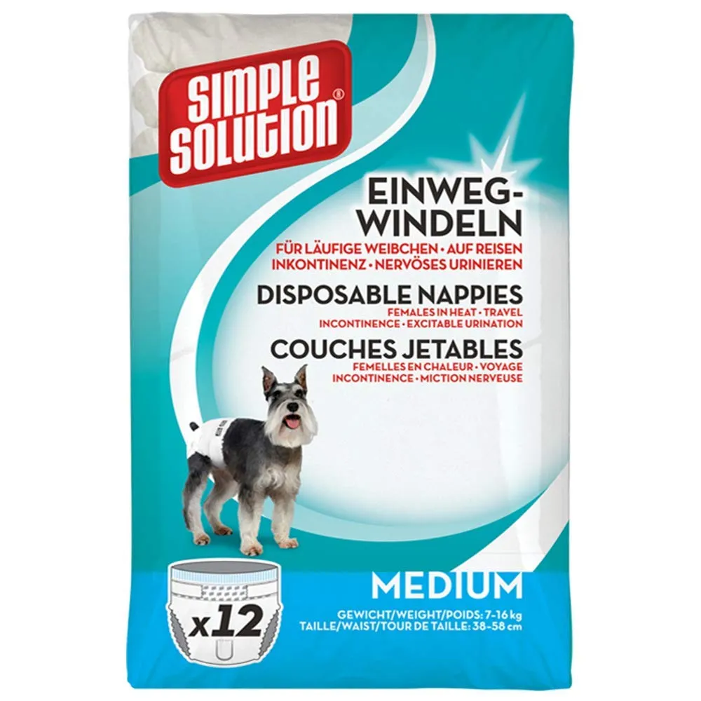 Simple Solution Pannolini Monouso Cane Femmina Taglia M - Confezione da 12