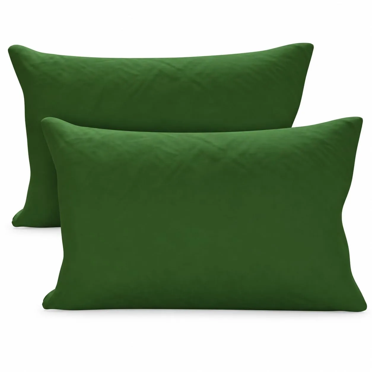 PETTI Artigiani Italiani - Coppia di Federe Cuscino 60x40 cm in Microfibra, Cuscini Arredo Camera da Letto, Divano, Set 2 Fodere Copricuscino, Federa Tinta Unita Verde Oliva