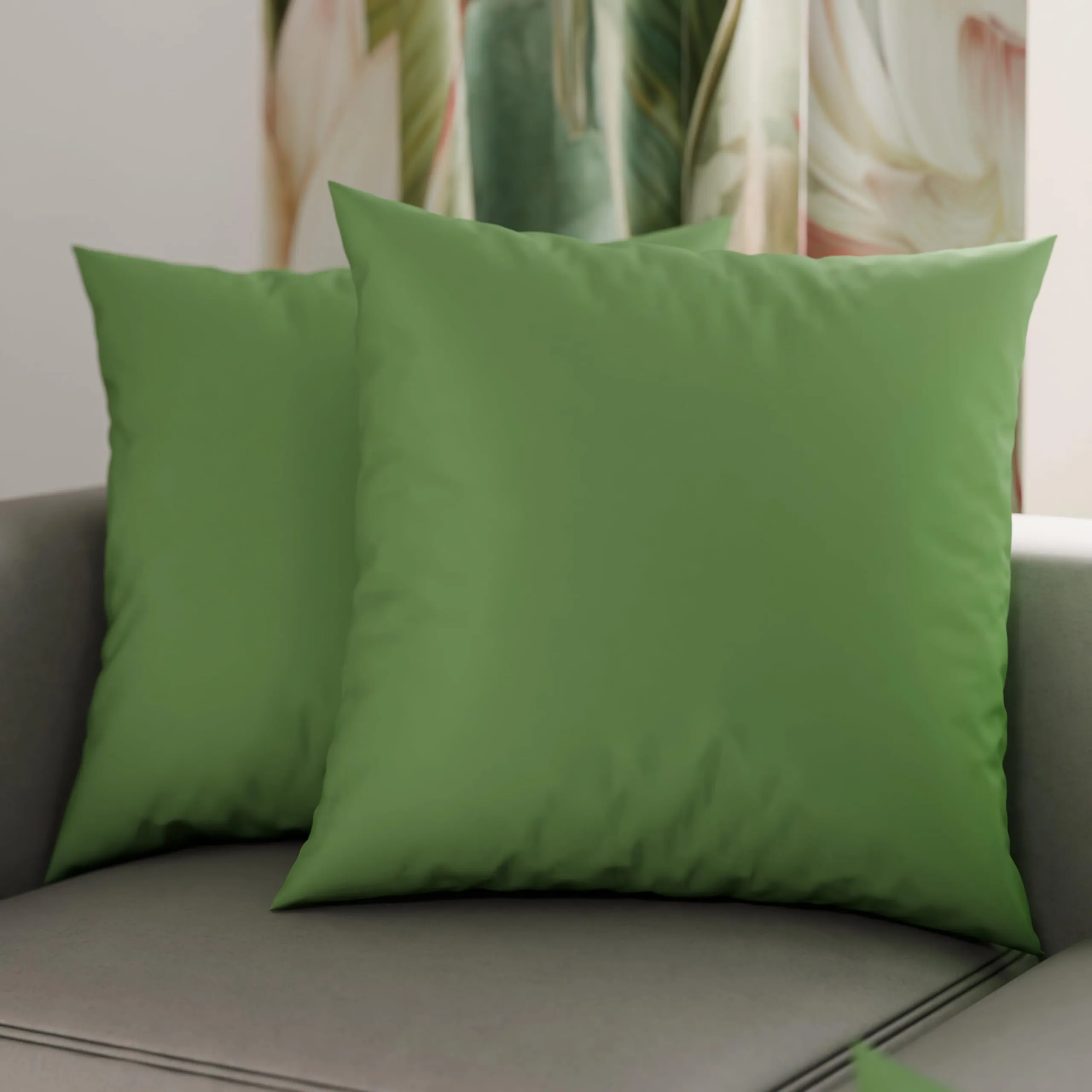 PETTI Artigiani Italiani - Coppia di Federe Cuscino 65x65 cm in Microfibra, Cuscini Arredo Camera da Letto, Divano, Set 2 Fodere Copricuscino, Federa Tinta Unita Verde Oliva