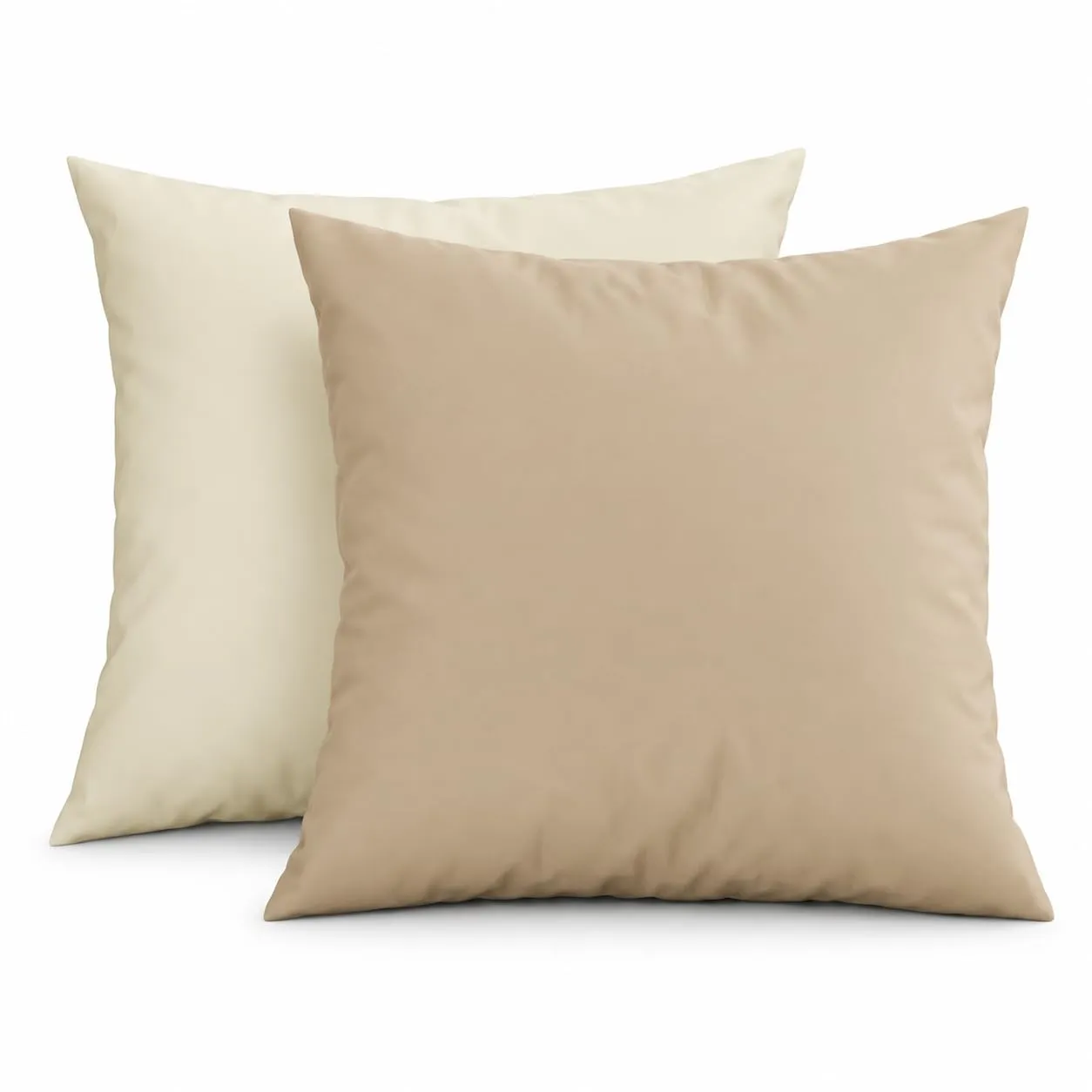 PETTI Artigiani Italiani - Coppia di Federe Cuscino 50x50 cm in Microfibra, Cuscini Arredo Camera da Letto, Divano, Set 2 Fodere Copricuscino, Federa Double Face Panna Tortora