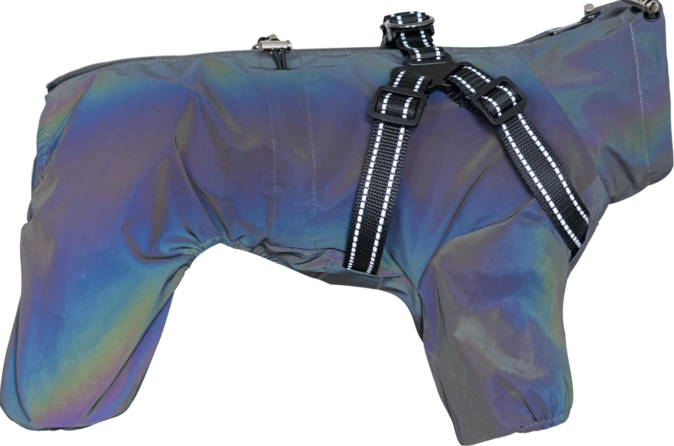 BT Bear - Cappotto impermeabile per cani con imbracatura, regolabile, con 4 gambe, con giacca antipioggia riflettente per cani, tuta antipioggia impermeabile per cani di taglia piccola e media