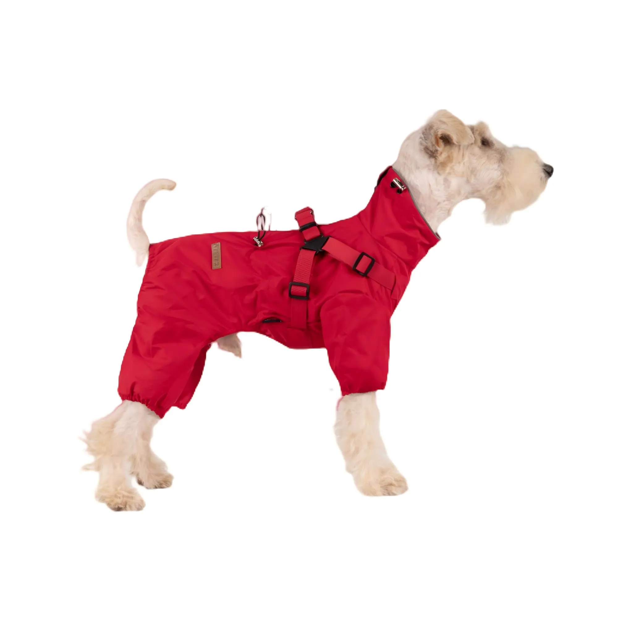 BT Bear Pettorina impermeabile per cani, regolabile a 4 gambe, giacca per cani con imbracatura riflettente tuta impermeabile per cani di piccola taglia, rosso, S