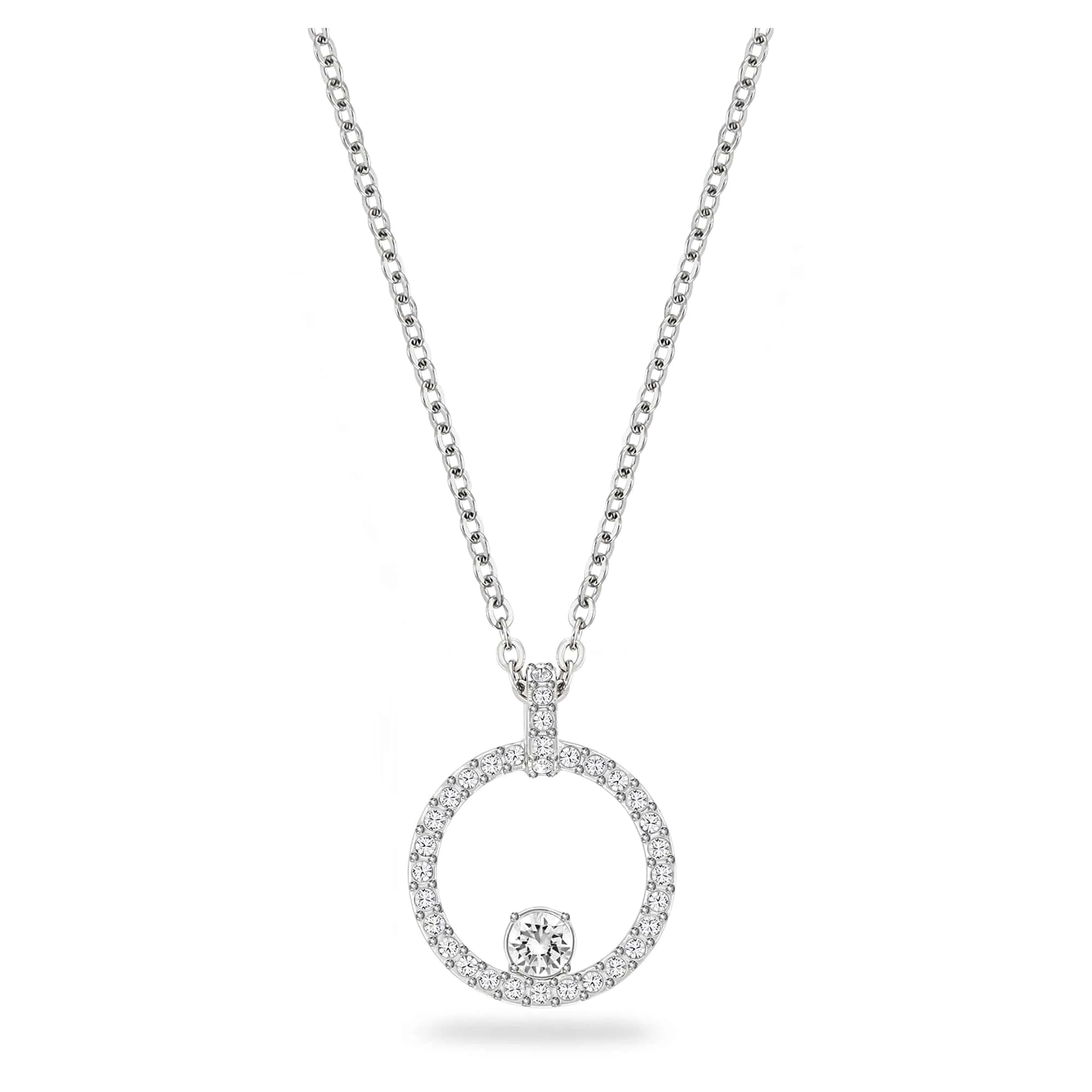 Swarovski Pendente Creativity Circle, bianco, Placcatura rodio