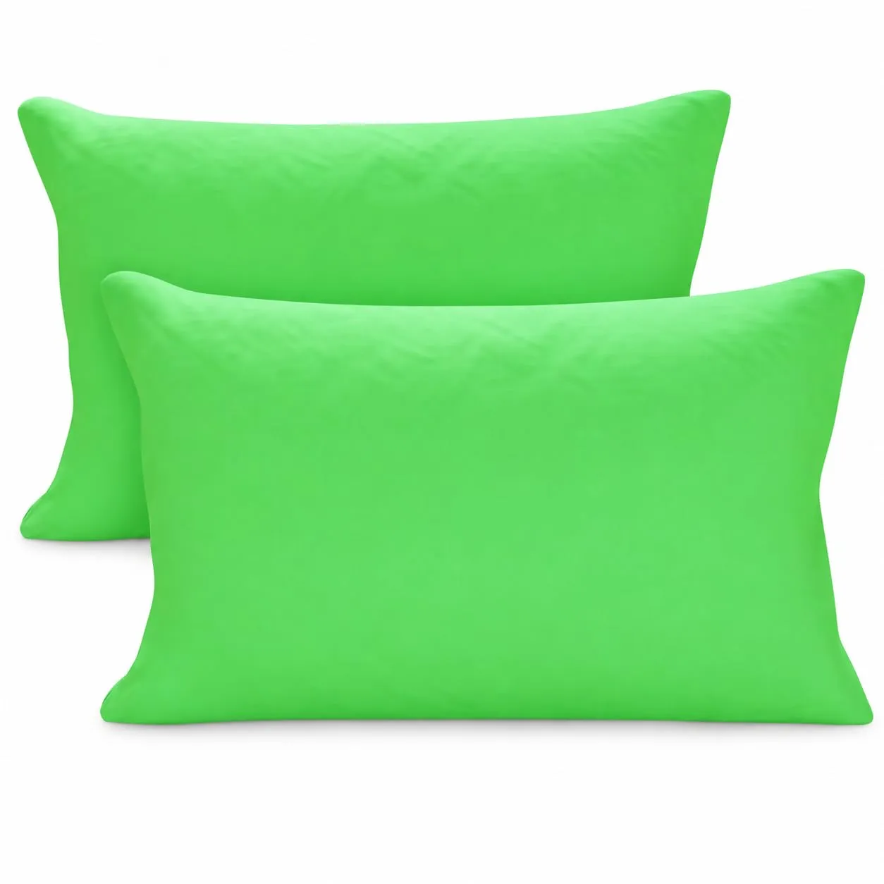 PETTI Artigiani Italiani - Coppia di Federe Cuscino 60x40 cm in Microfibra, Cuscini Arredo Camera da Letto, Divano, Set 2 Fodere Copricuscino, Federa Tinta Unita Verde Mela