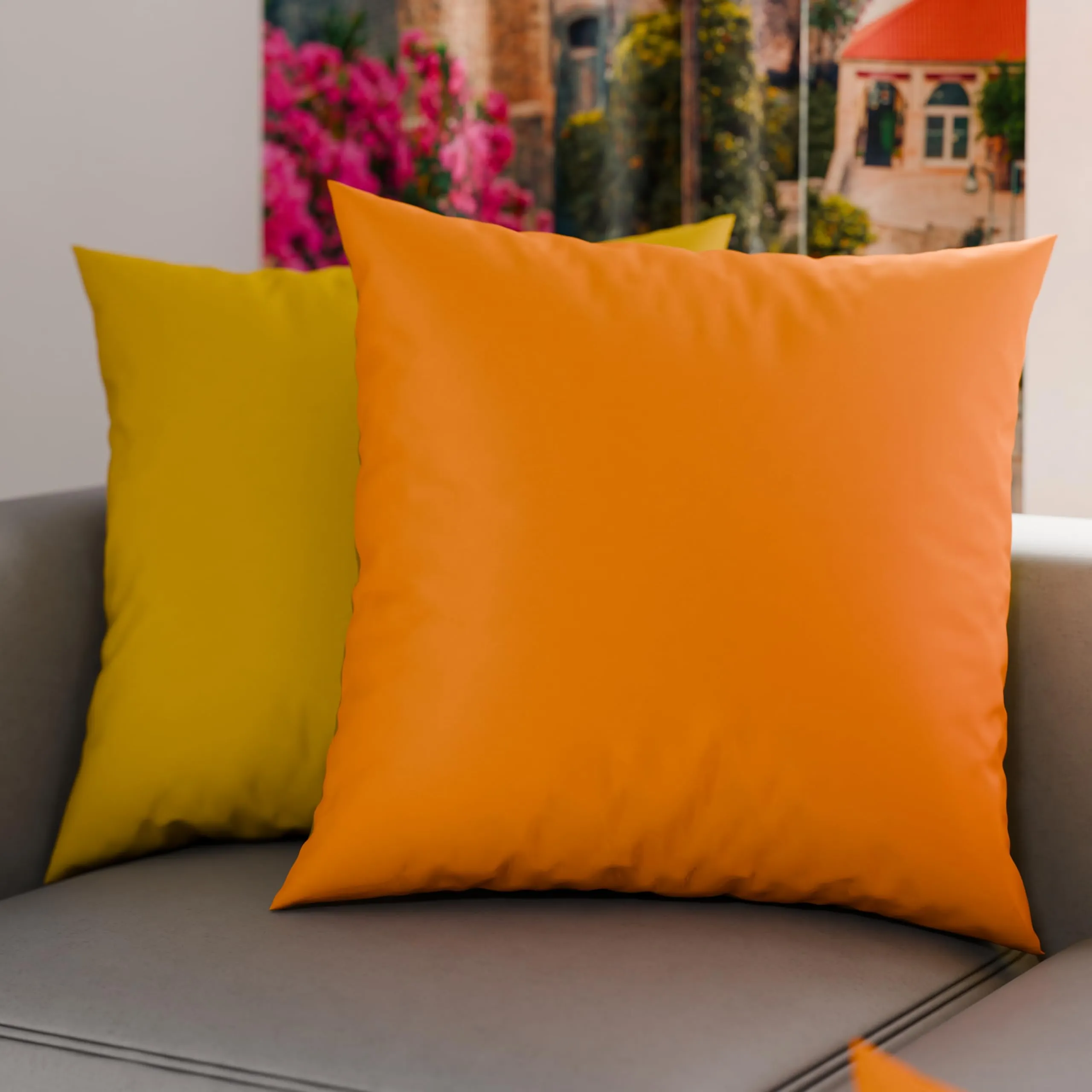 PETTI Artigiani Italiani - Coppia di Federe Cuscino 60x40 cm in Microfibra, Cuscini Arredo Camera da Letto, Divano, Set 2 Fodere Copricuscino, Federa Double Face Arancione Giallo