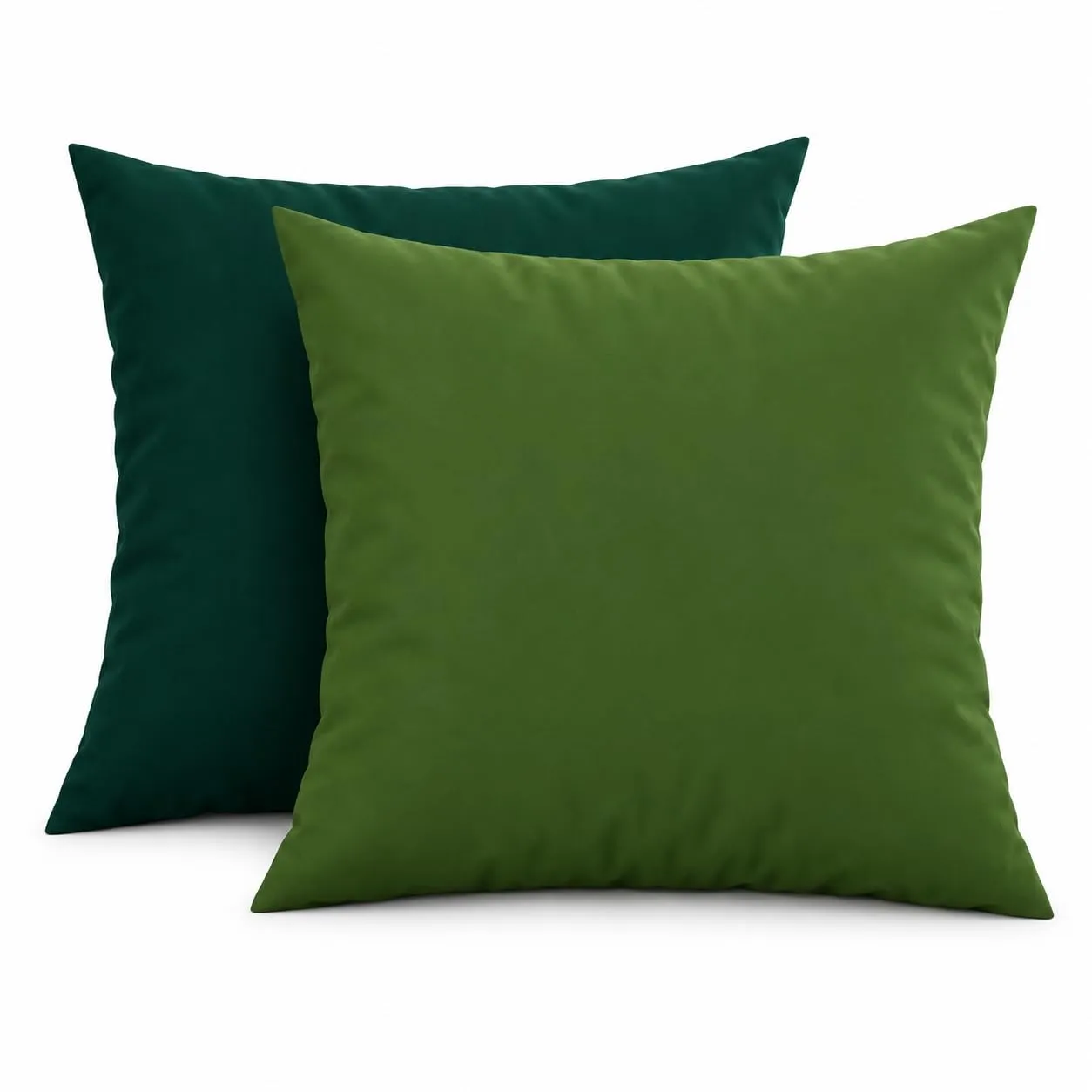 PETTI Artigiani Italiani - Coppia di Federe Cuscino 50x50 cm in Microfibra, Cuscini Arredo Camera da Letto, Divano, Set 2 Fodere Copricuscino, Federa Double Face Verde Oliva Smeraldo