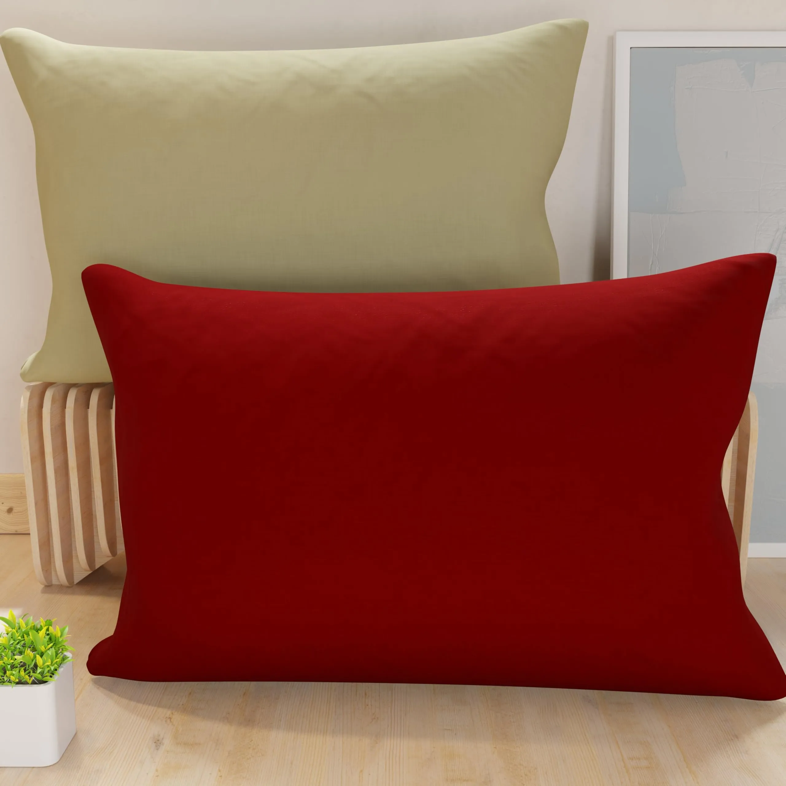 PETTI Artigiani Italiani - Coppia di Federe Cuscino 70x40 cm in Microfibra, Cuscini Arredo Camera da Letto, Divano, Set 2 Fodere Copricuscino, Federa Double Face Bordeaux Tortora
