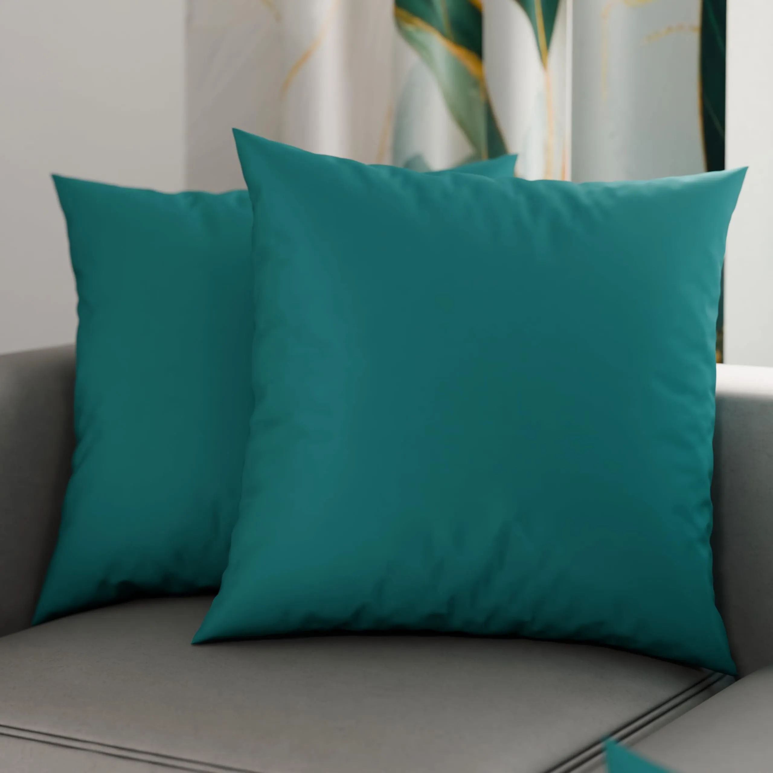PETTI Artigiani Italiani - Coppia di Federe Cuscino 60x60 cm in Microfibra, Cuscini Arredo Camera da Letto, Divano, Set 2 Fodere Copricuscino, Federa Tinta Unita Tiffany